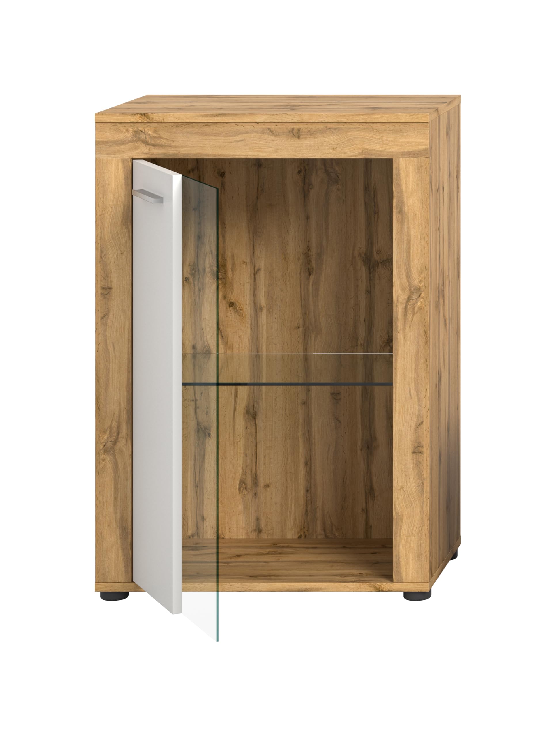 xonox.home Wohnen Jam X8BK6T40 - Vitrina de Cristal (melamina, melamina, Roble Wotan, 600 x 86 x 35 cm), Color Blanco