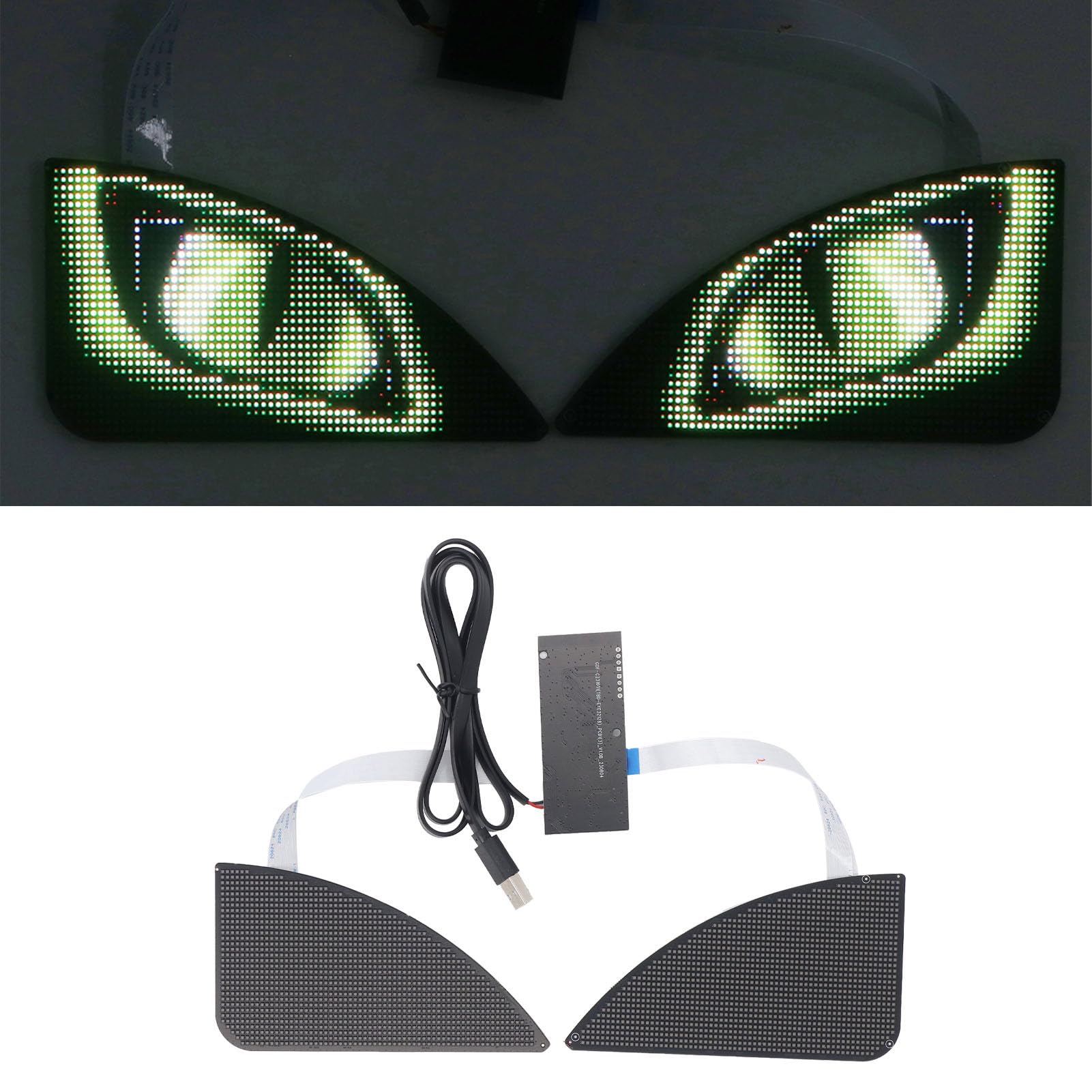 Schermo di Visualizzazione per Occhi Programmabili con Segnaletica a LED con Controllo APP Dimensioni Occhio Singolo 13, 5x7, 5 Cm Animazione con Motivo di Personalizzato