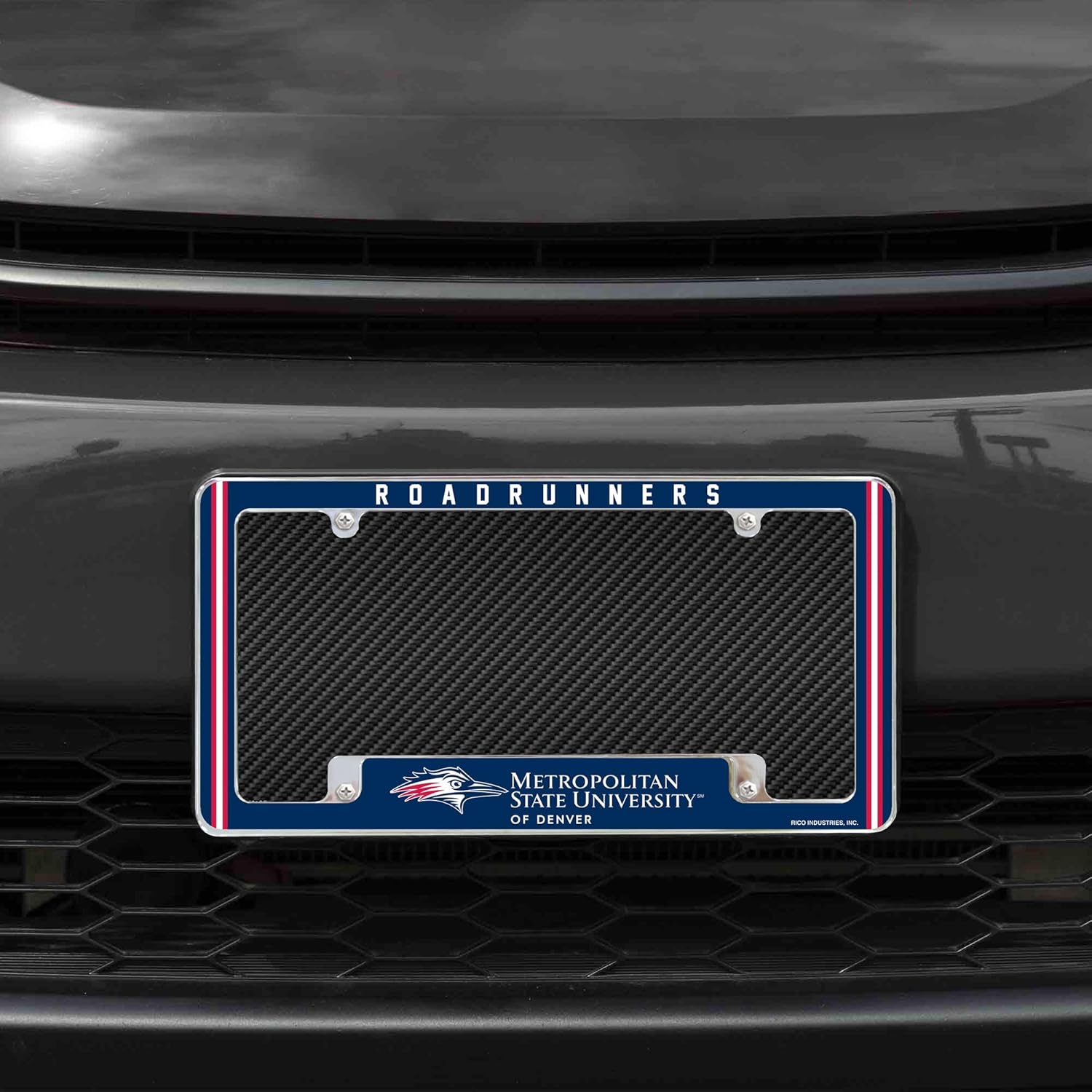 Rico Industries NCAA Standard 12" x 6" Chrome All Over Automotive License Plate Frame for Car/Truck/SUV (L-M Schools)