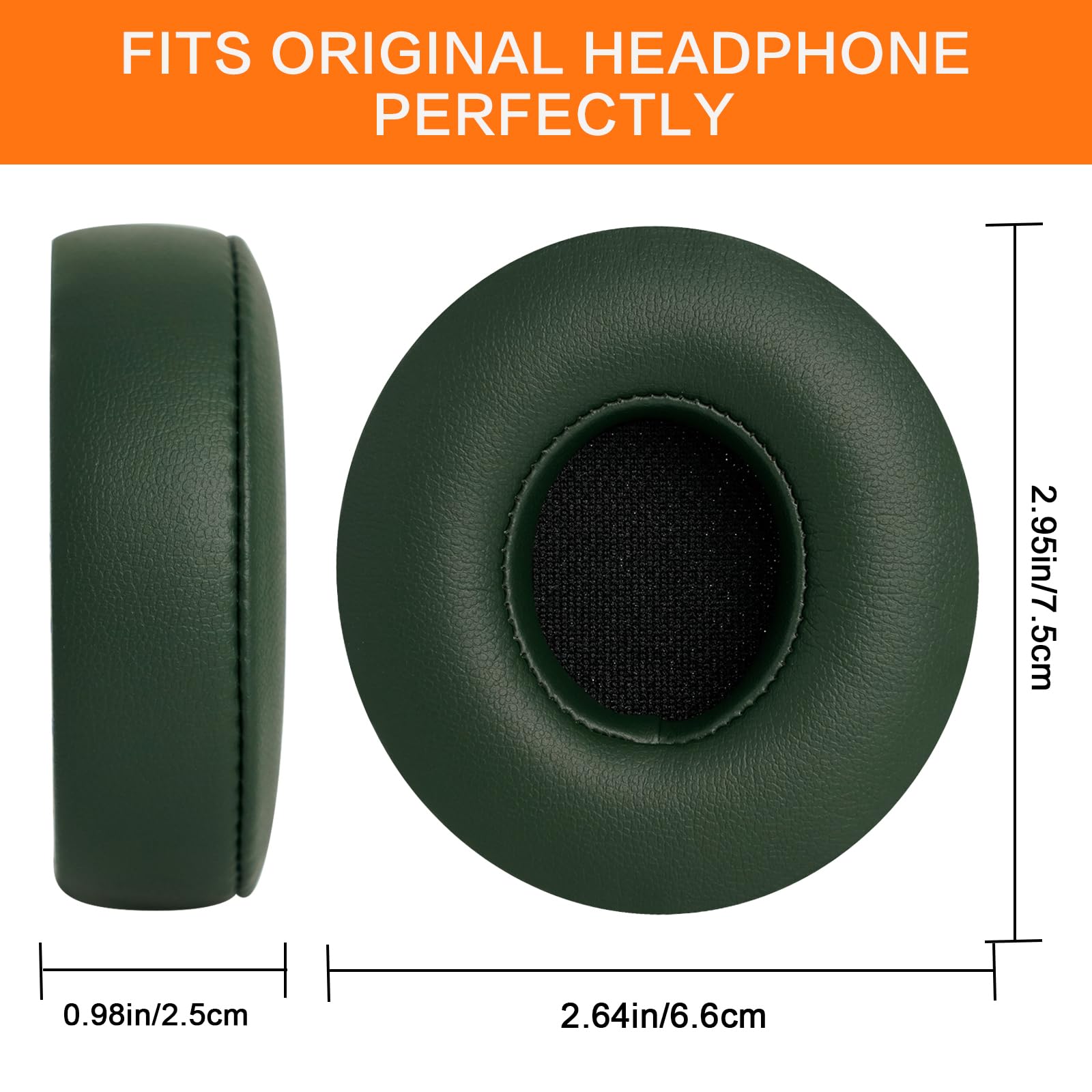 GVOEARS - Almohadillas de repuesto para auriculares inalámbricos Beats Solo 2/3 con cable con espuma viscoelástica de cuero suave con aislamiento de ruido (verde negruzco)