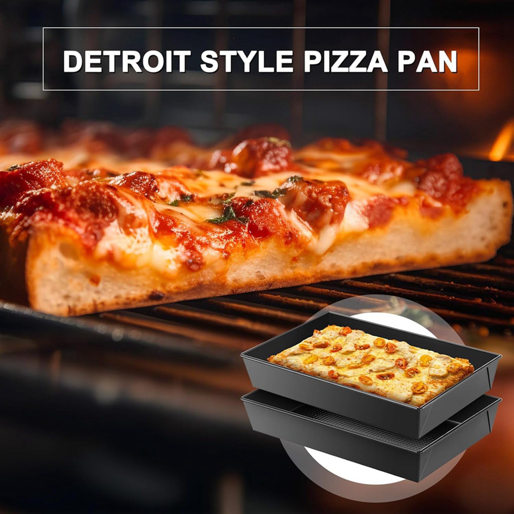 6 Detroit Style Pizza Pan Hard Prostokątne Patelnie do Pizzy Nieprzywierające Naczynia do Pizzy w Stylu Sycylijskim Wstępnie Przyprawione Naczynia do Pieczenia