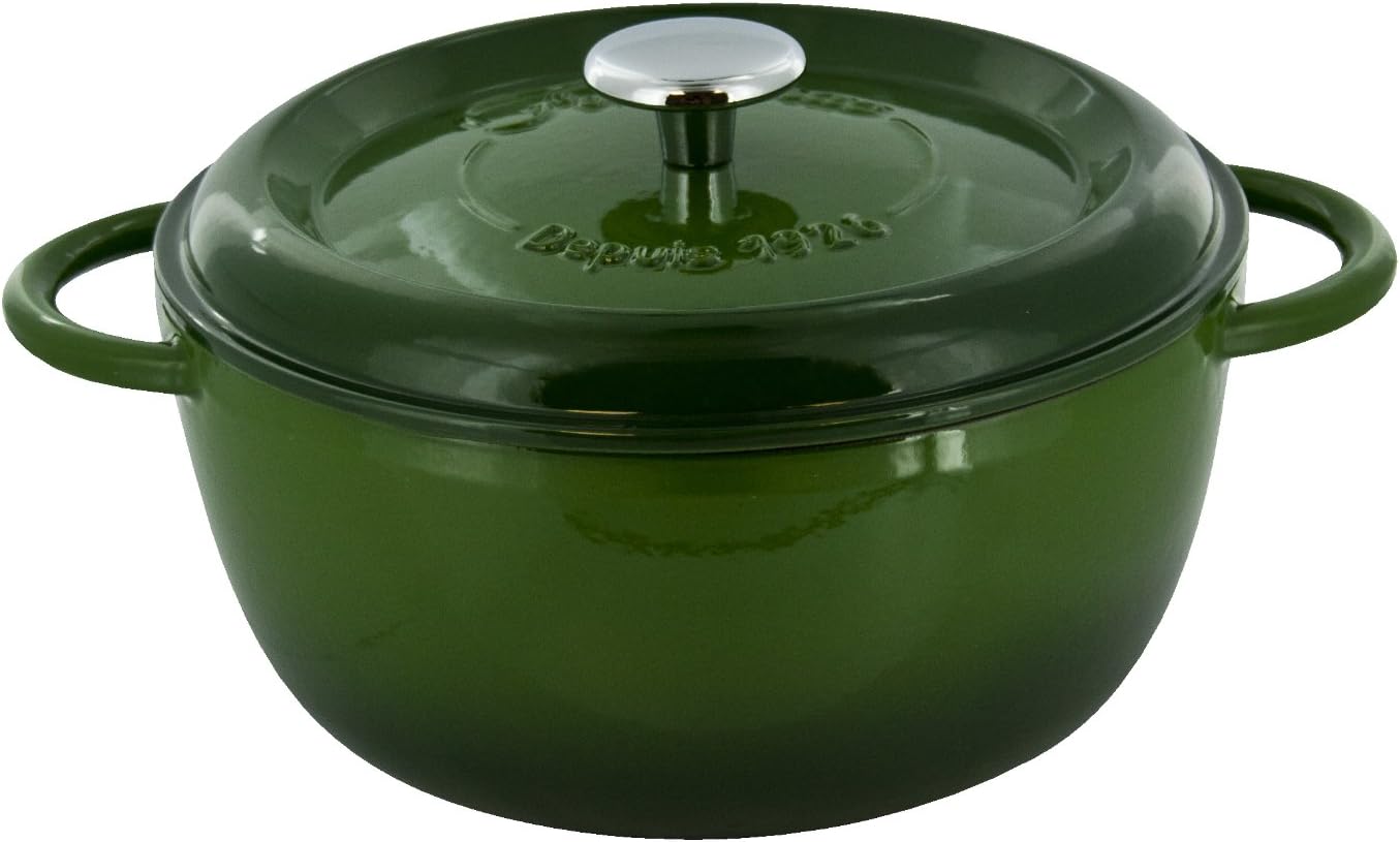 Fleur by Fontignac Round Dutch Oven, 4.25Quartz, Green Home & Kitchen