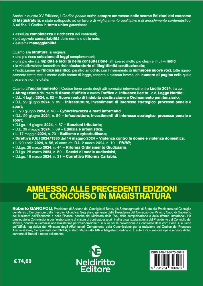 Concorso Magistratura. Codice penale e leggi complementari