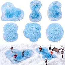 Fuutreo 6pcs Christmas Miniature Village Ice Pond Accessories Ice Rink Mats