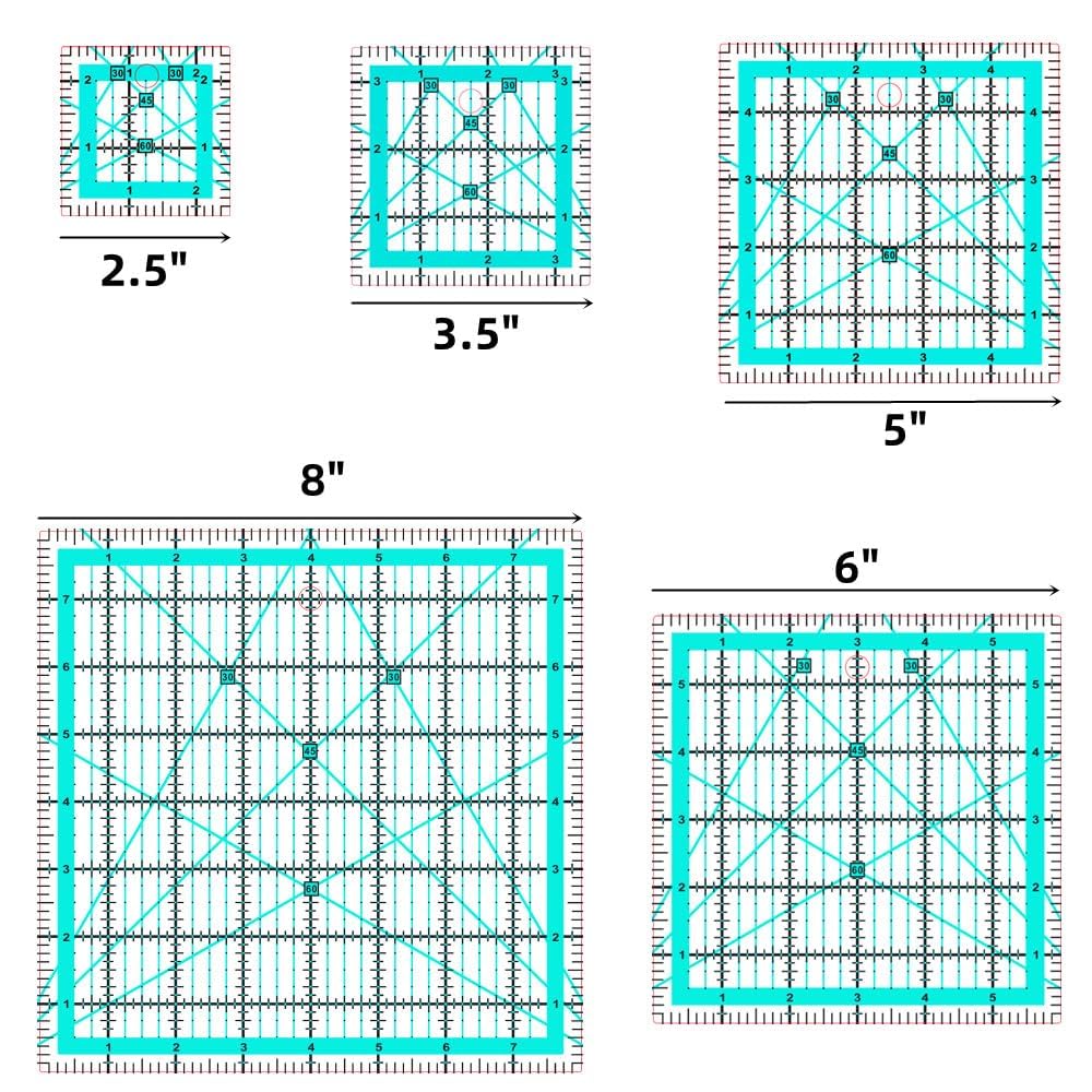 Evadollina 5 Stuks Quilt Lineaal, Grote Geodriehoek, Patchwork Lineaal