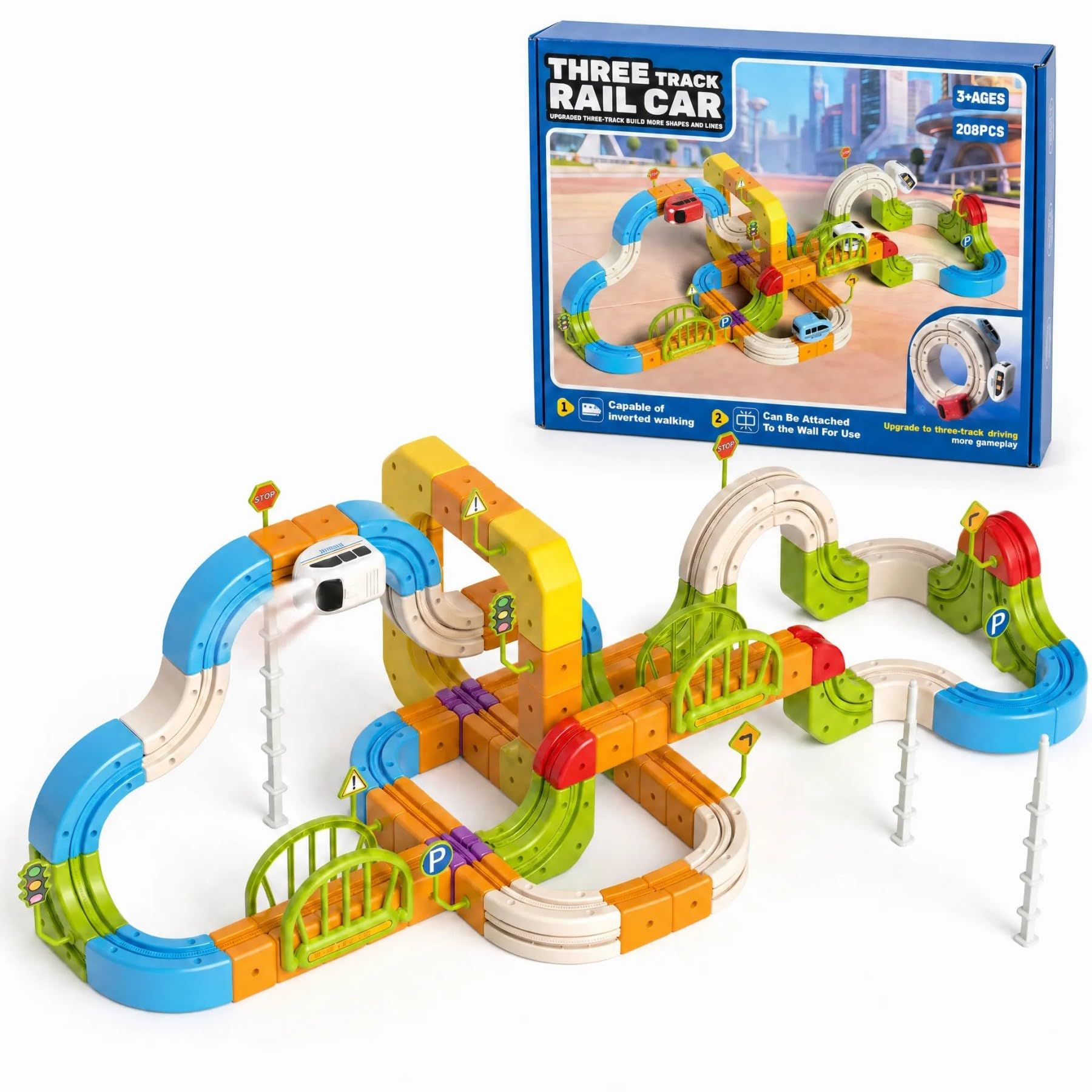 Elektrische Eisenbahn für Kinder, 3D Anti-Schwerkraft, 208 Teile