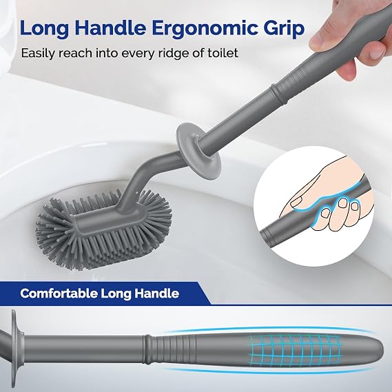 Bristle and Silicone Toilet Brush and Holder Set