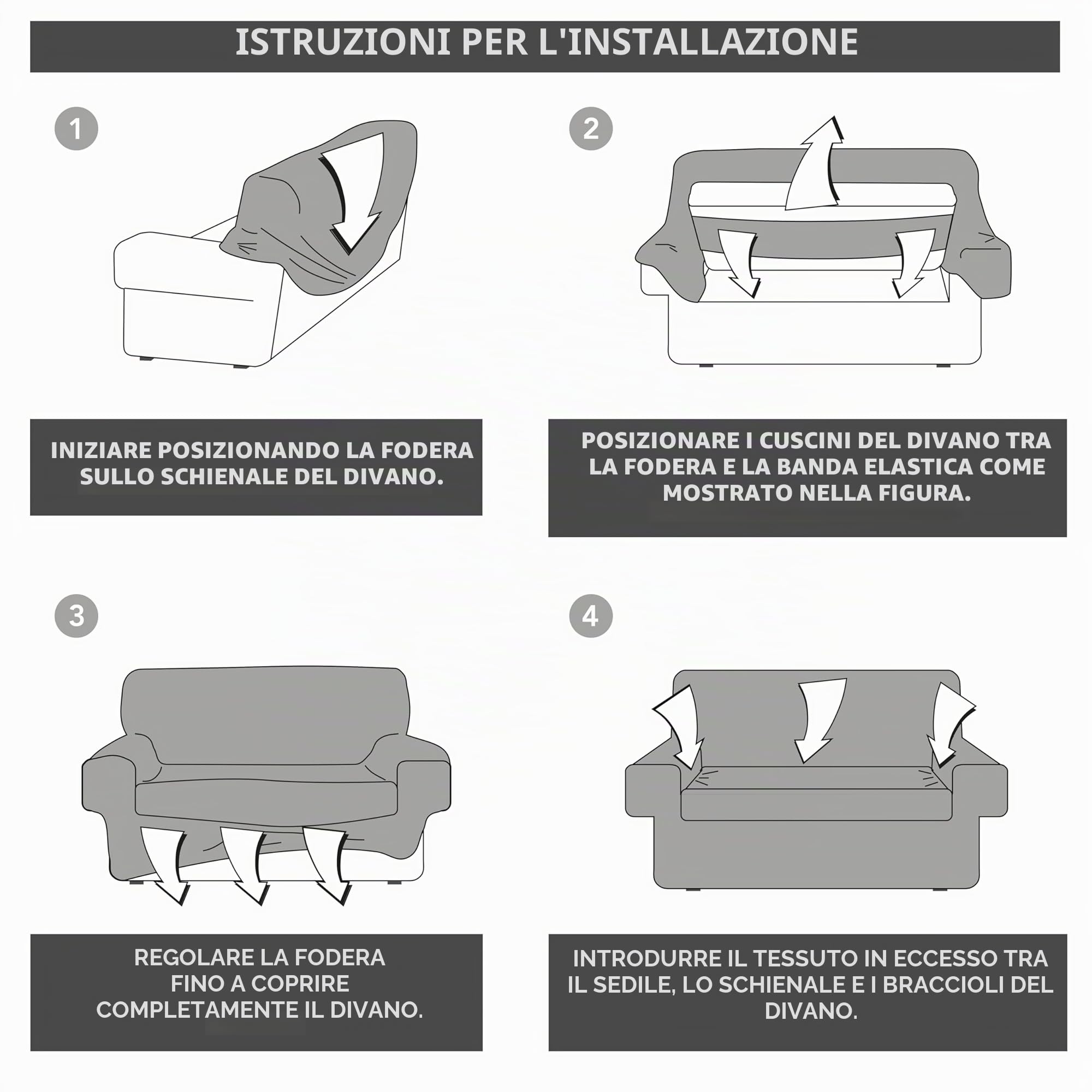 Martina Home Copridivano elastico Tunez, tessuto, avorio, 3 posti (da 170 a 220 cm)