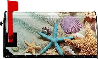 Seashells Starfish Magnetic Mailbox Cover, Durable and Waterproof Mailbox Cover, for Garden Patio Outdoor Decoration 25.5x21 in