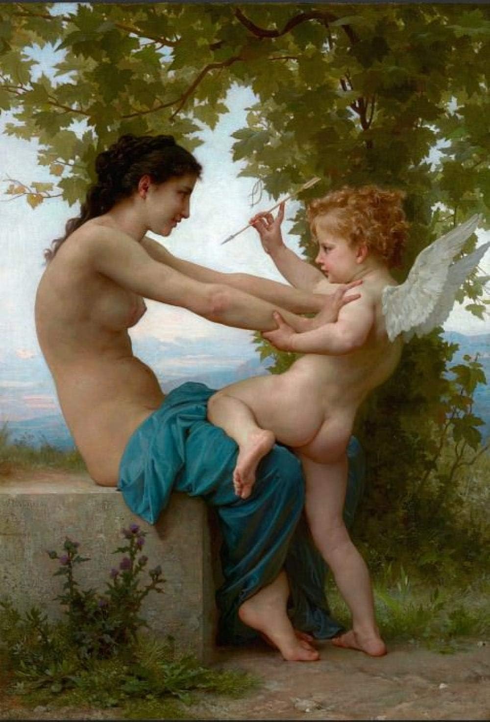 Jigsaw Puzzle 500/1000/1500 Pieces For Adult And Kids, World Famous Painting,Adolphe William Bouguereau – A Young Girl Defending Herself against Eros