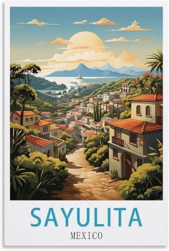 KarFri Sayulita Mexico Vintage Travel Posters 16x24inch40x60cm Canvas Art Prints Picture Wall Art Painting for Living Room Bedroom Office Decor, Unframe-style