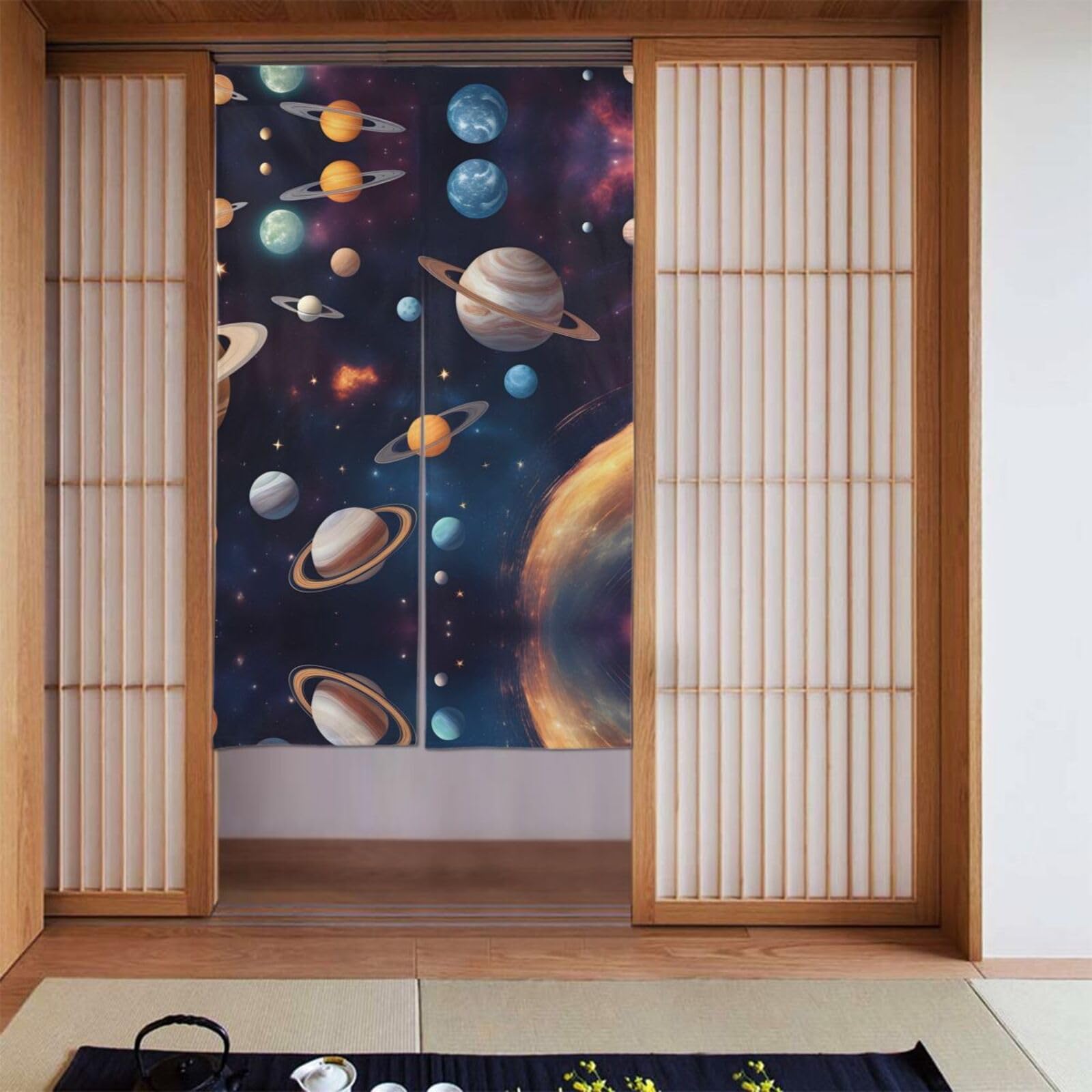 Cortina para puertas de galaxia en 2 piezas empalmadas de 86 x 142 cm para interior
