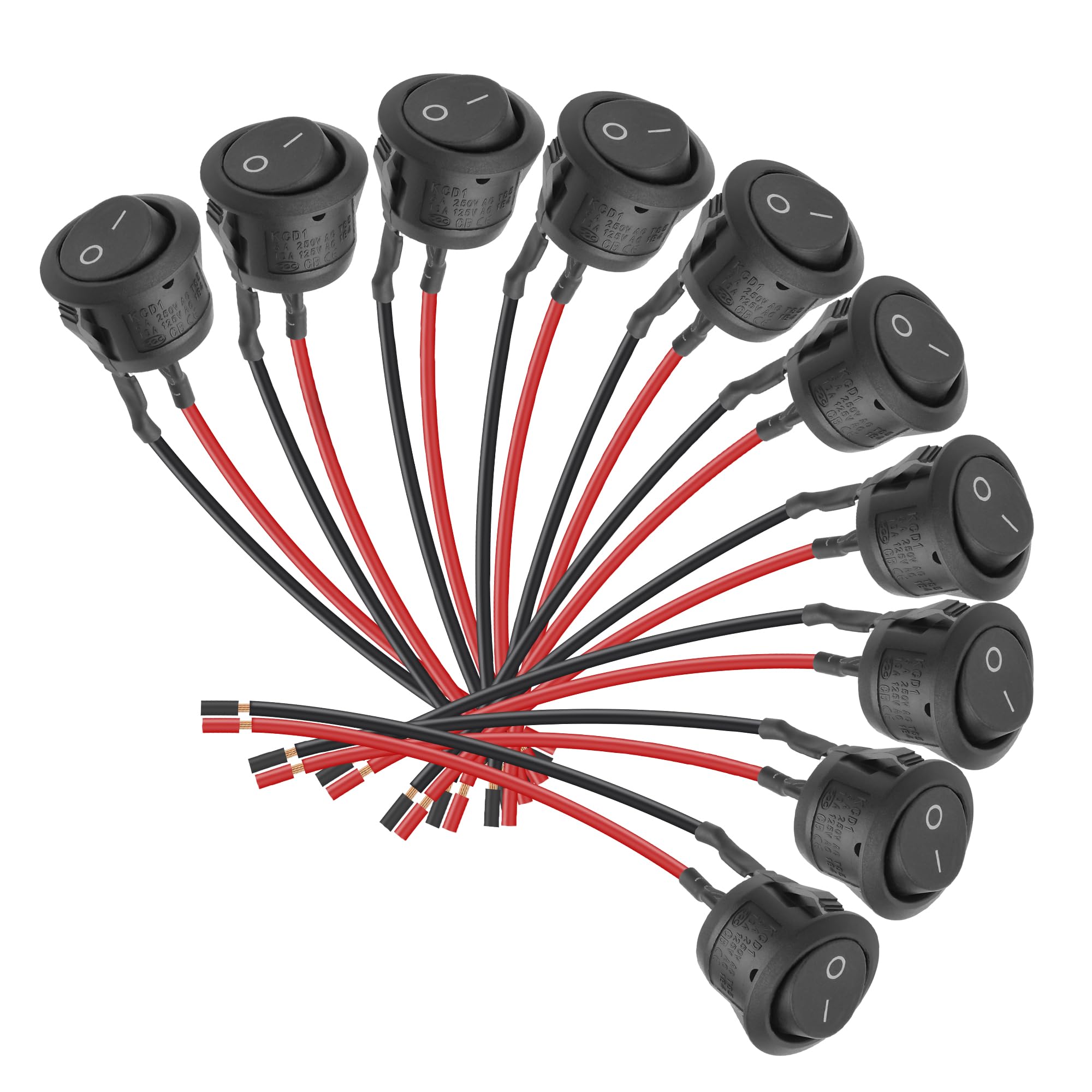 On Off Switch 2/5/10Pcs 12V Round Rocker Switch ON/Off SPST 2Pin Toggle ...