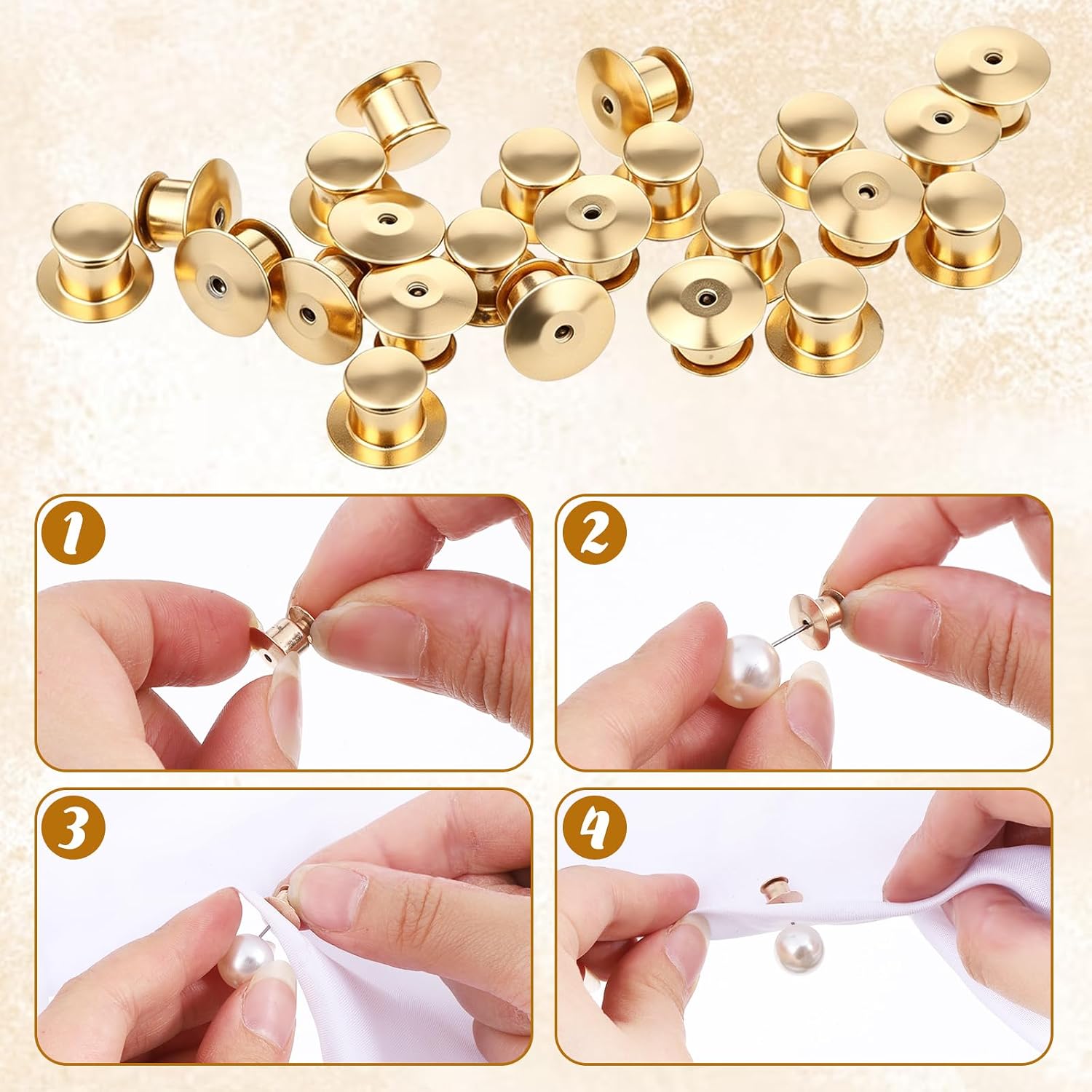 30 Pcs Locking Pin Backs for Enamel Pins Gold Metal Pins Keepers Lapel Pin Backing Replacement Secure Clasps Butterfly Clutch Fasteners for Brooches, Badges and Jewelry Making