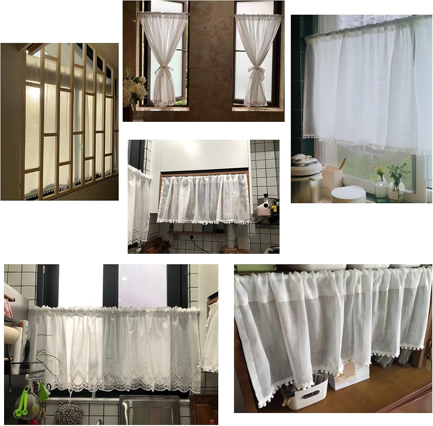 Modern Kitchen Curtain Short Curtain Valance,Short Blinds,Bistro Curtain for Kitchen,Bedroom,Country Style Window Curtain,Tier Curtains Cáfe Curtain Semi-darkening Curtains Made of Cotton and Linen