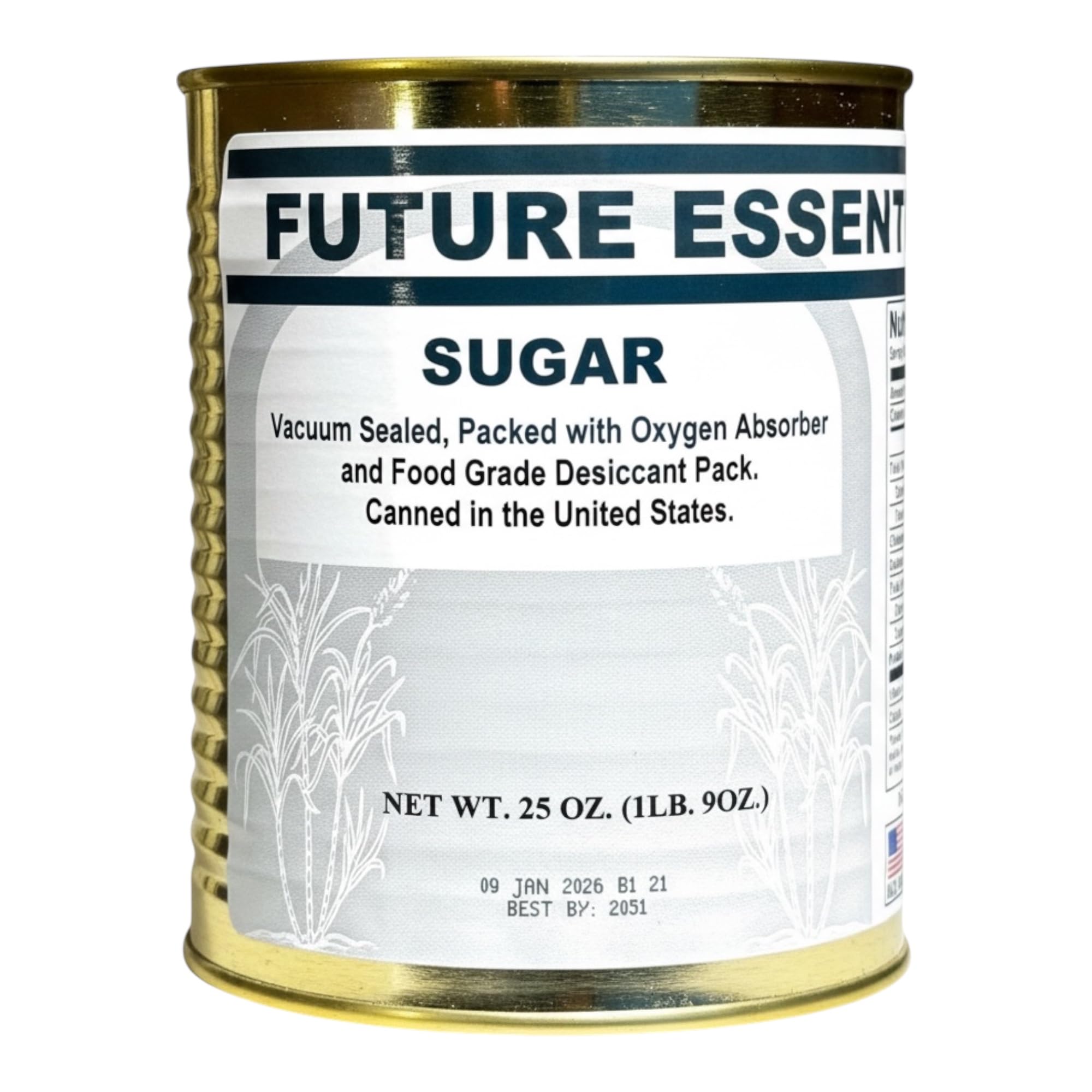 Future Essentials Canned White Granulated Sugar – Nitrogen-Sealed #2.5 Can of White Sugar for Long-Term Storage – Ideal for Emergency Preparedness – 25-Year Shelf Life, 25 oz