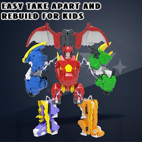 Miniatura 3 de GAGINAN Robot de dinosaurio transformador, robot de deformación 6 en 1, figuras de robot desmontables de 10 pulgadas, juguetes de desmontaje para