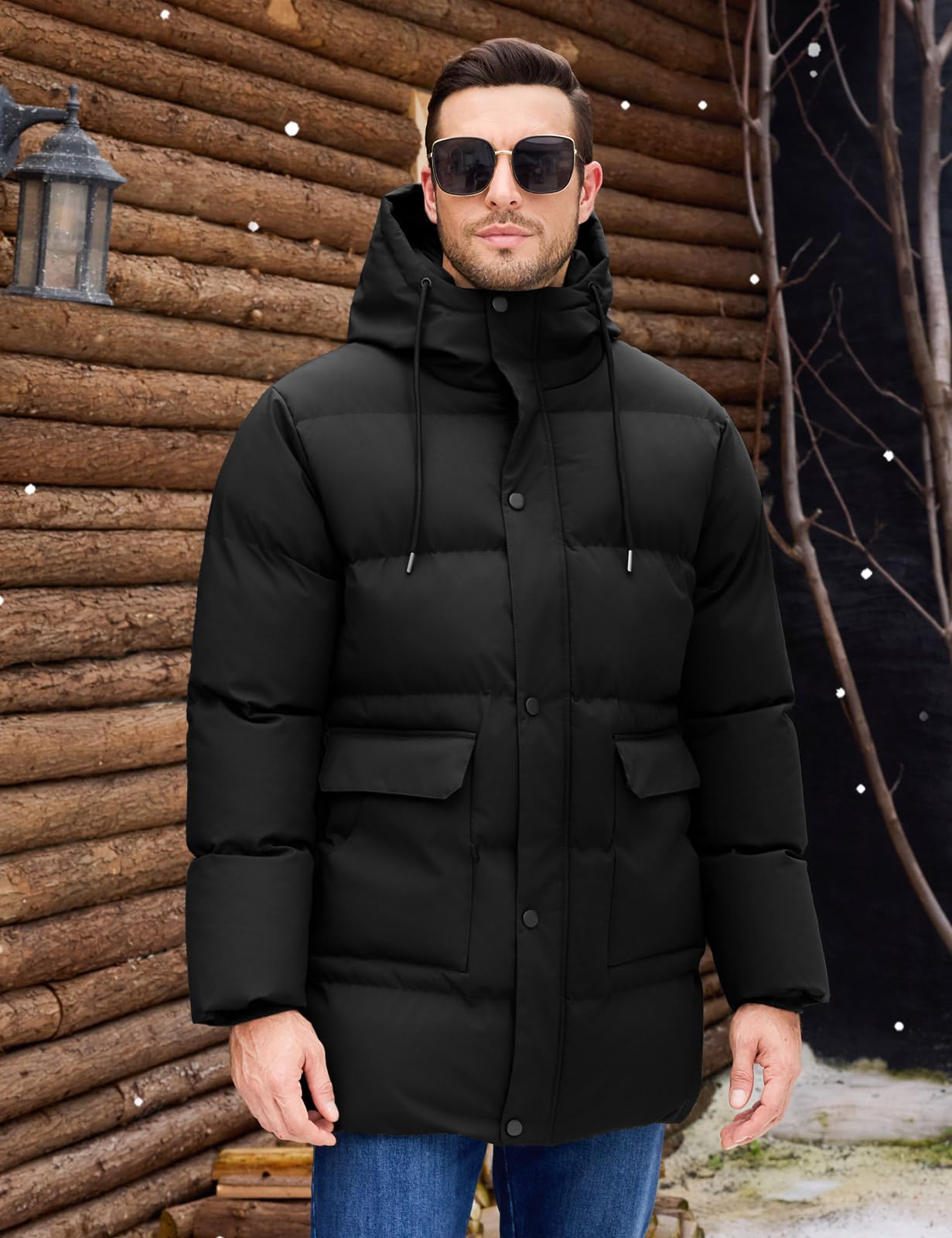 Xnova Manteaux Homme Hiver Décontracté Thermique mi-long Veste avec Capuche Jacket Coupe-vent Manteau Chaude Parka imperméable