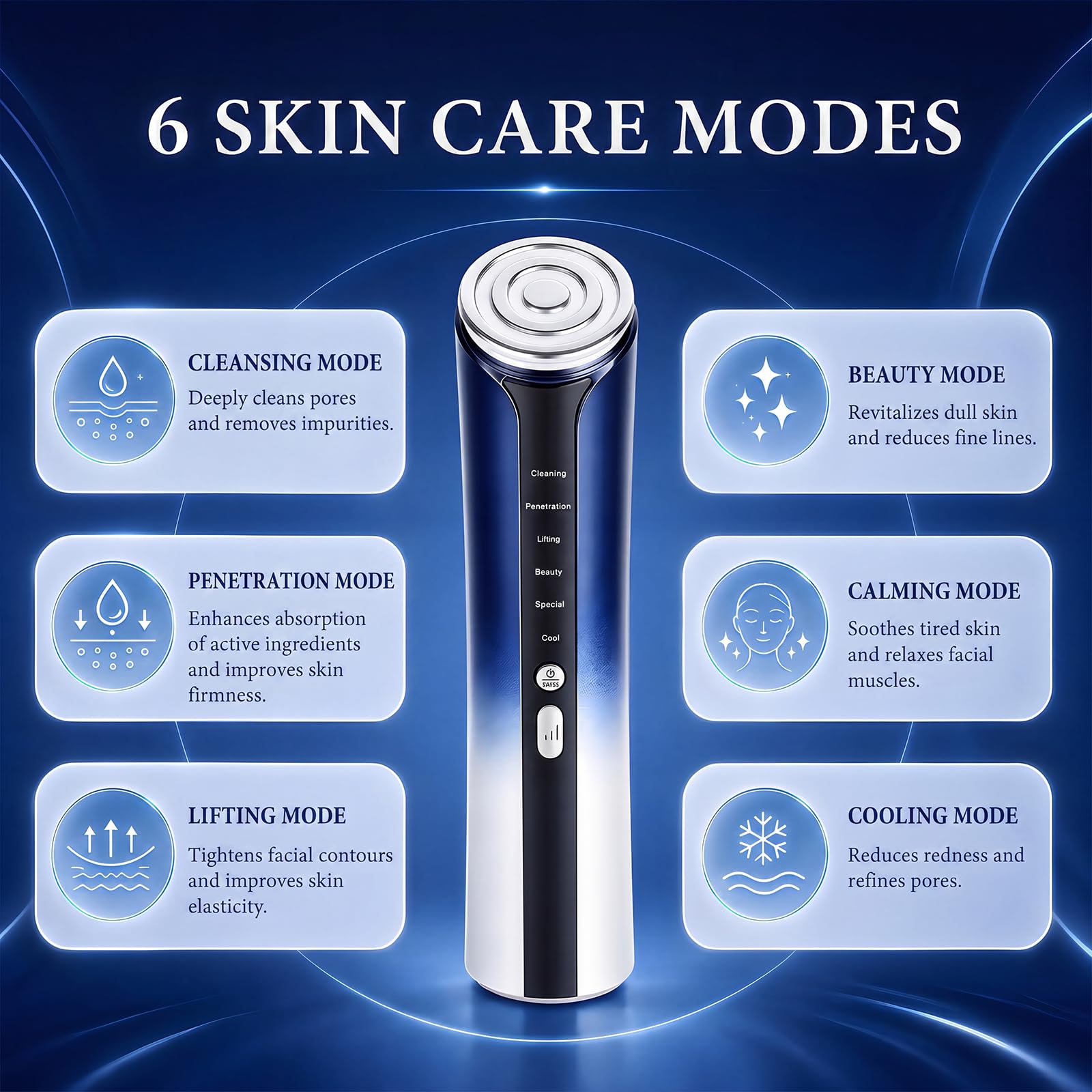 Dispositivo de cuidado facial de radiofrecuencia con función de refrigeración, 90 kHz EMS masajeador facial para el cuidado de la piel, masajeador eléctrico con diseño Gua Sha