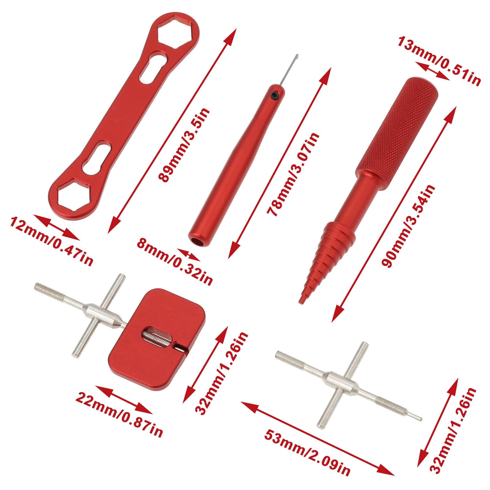 SG Store 1 Set Rollenreparaturwerkzeug-Set 90x13mm/8x78mm für die Wartung von Angelrollen Rot