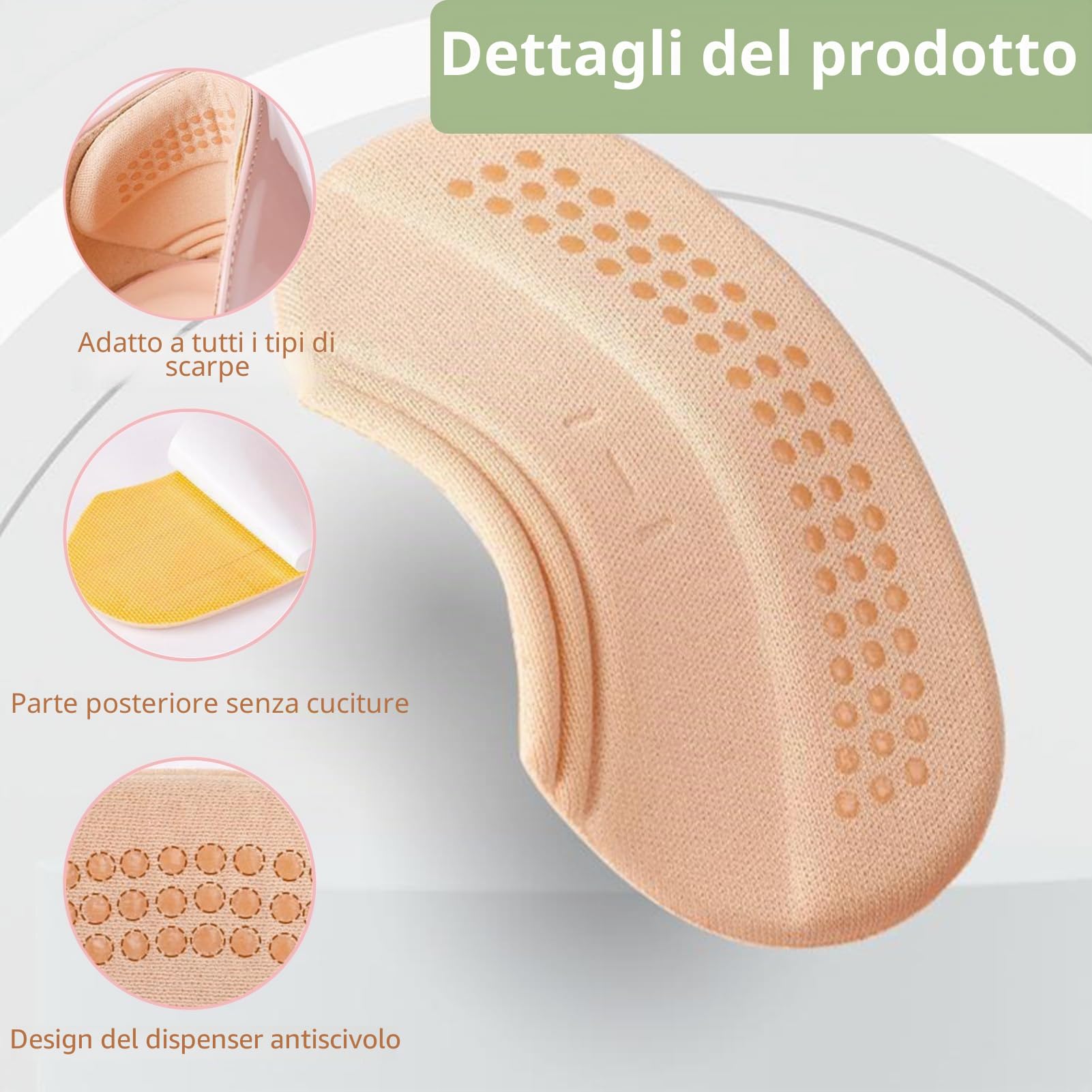 Set di 4 paia di cuscinetti per tallone, 3 mm e 6 mm autoadesivi, protezione per tallone per scarpe, inserti per scarpe troppo grandi, cuscinetti per tallone contro vesciche e sfregamento