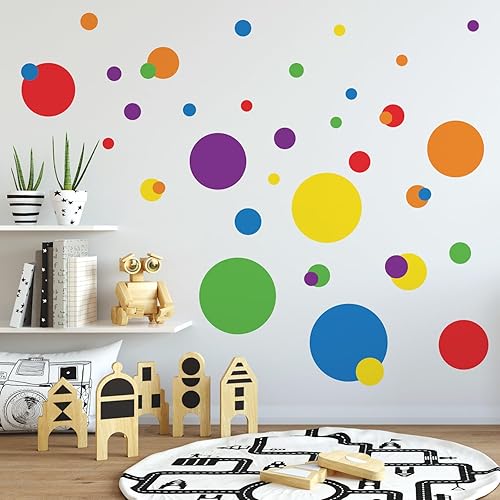 Miniatura 4 de RoomMates RMK1246SCS - Adhesivo decorativo para pared, diseño de lunares, color azul y marrón, RMK1248SCS