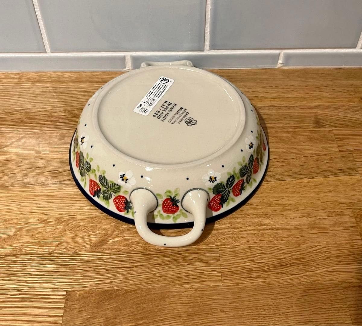 ??????? oven dish with handle oven dish au gratin dish strawberry polish dinnerware Polish pottery ceramica, z281551016