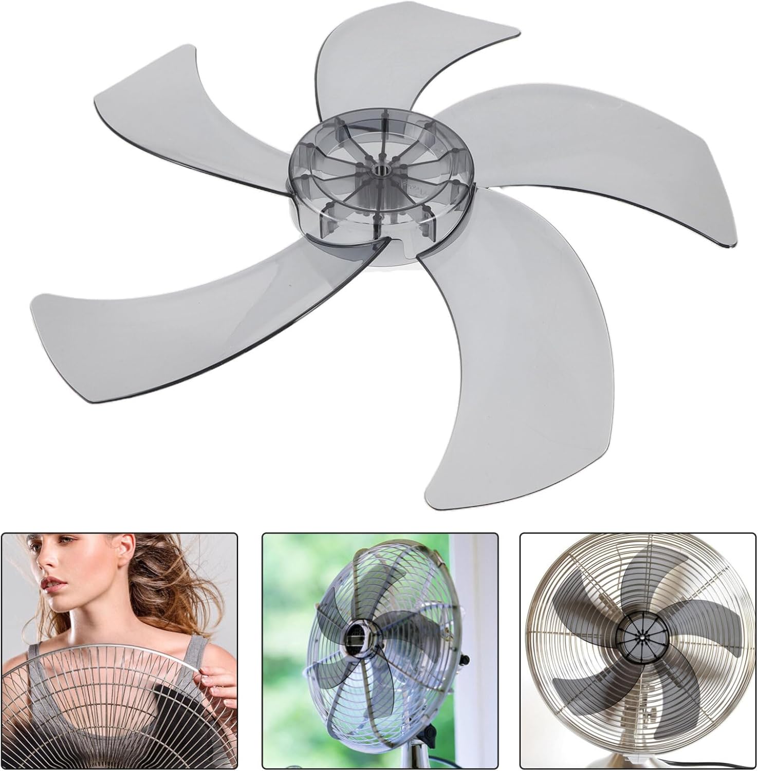HEMOTON Plastic Fan 5 Leaves Universal Floor Fan Ceiling Fan Blades Replacement Electric Fan Blades Part General Fans Accessories for Standing Pedestal Fan Table Fanner 16 inch
