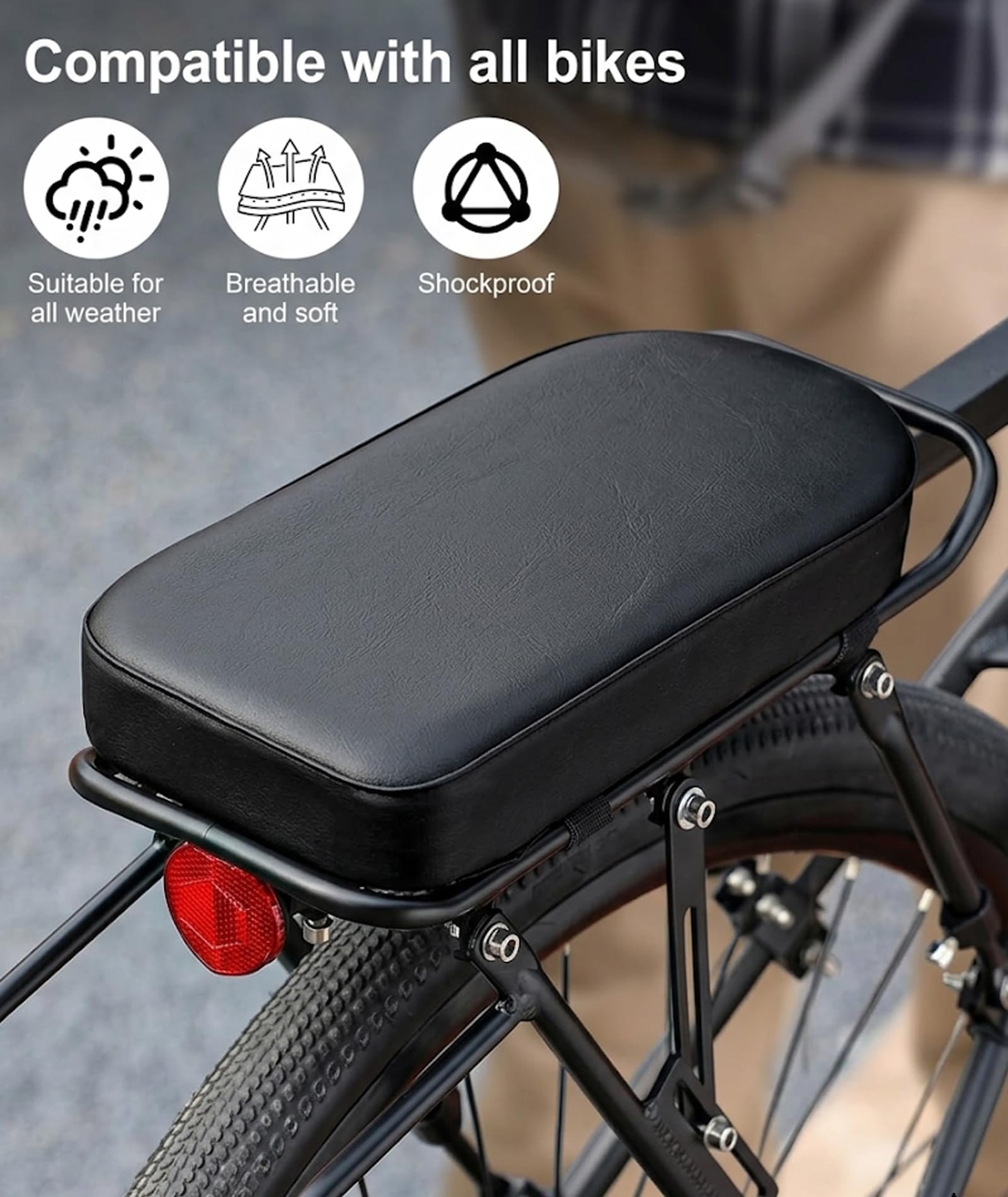 Cycle Seat, Comfortable Cycle Seat Cover with Bike Seat Cushion, Cycling Accessories for Family Rides and Outdoor Adventures, Durable Bicycle Seat Cushion in Black 4
