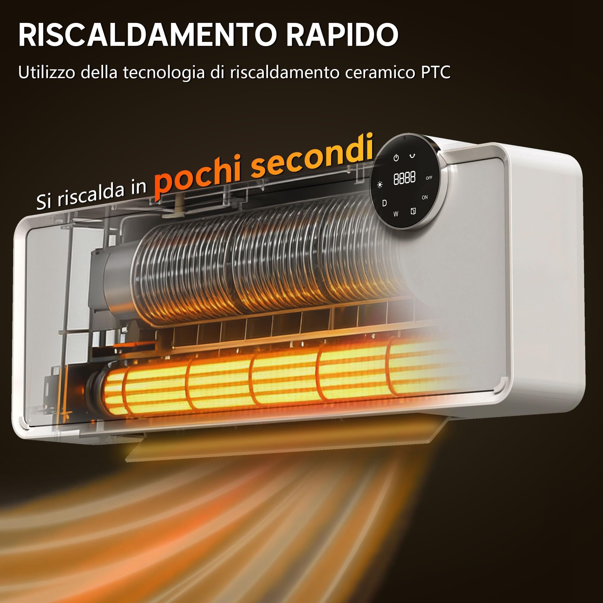HOMCOM Stufa Ceramica Elettrica 2000W Termoventilatore da Parete Bianco | 3 Modalità, Ventilatore e Riscaldamento Regolabile, Timer Settimanale/24 Ore, Rilevazione Finestra Aperta, Telecomando