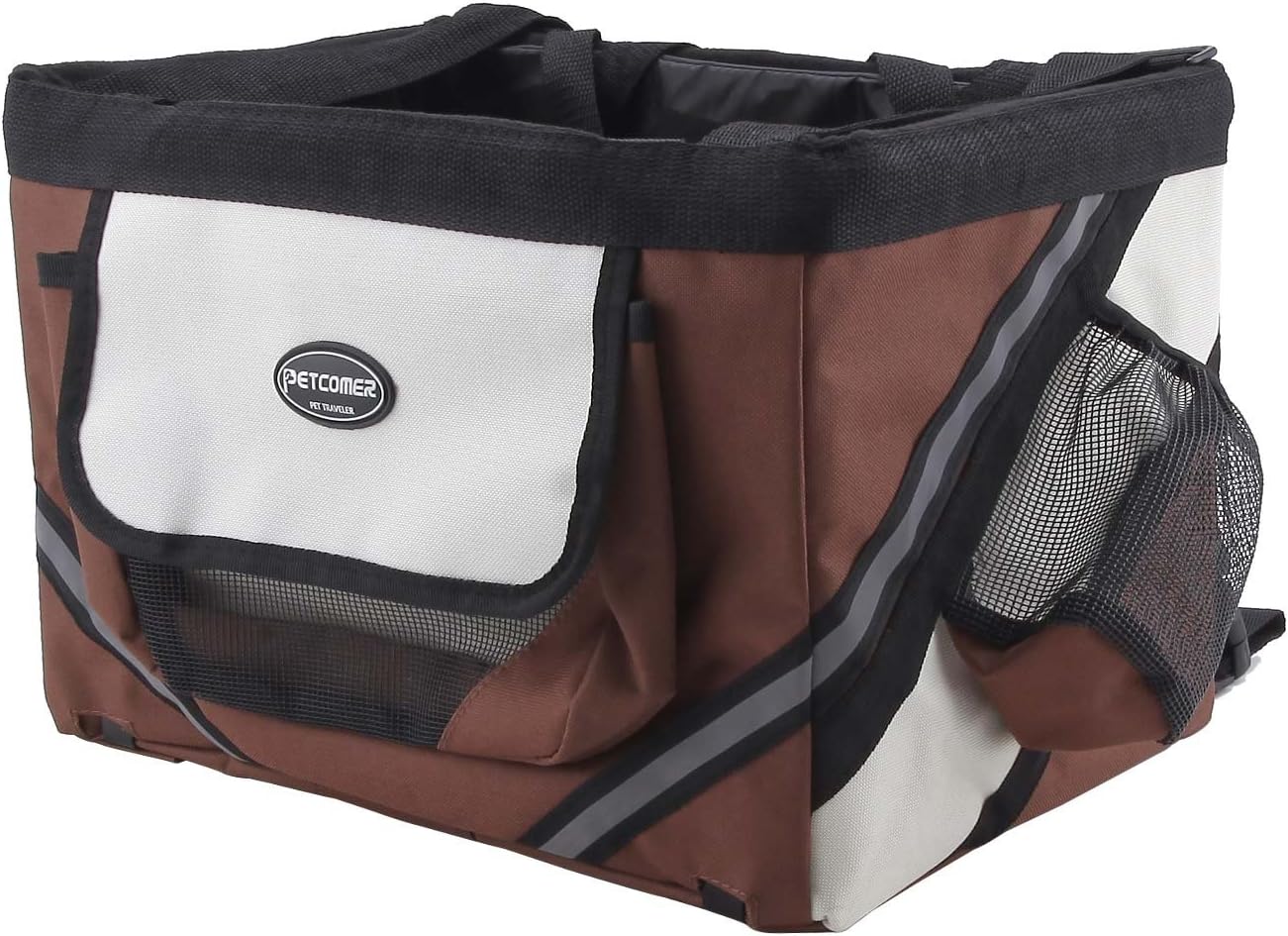 PETCOMMER Petcomer Pet Bicycle Basket Bike Case Seat Dog Puppy Cat Outdoor Travel Carrier Bag (Brown)