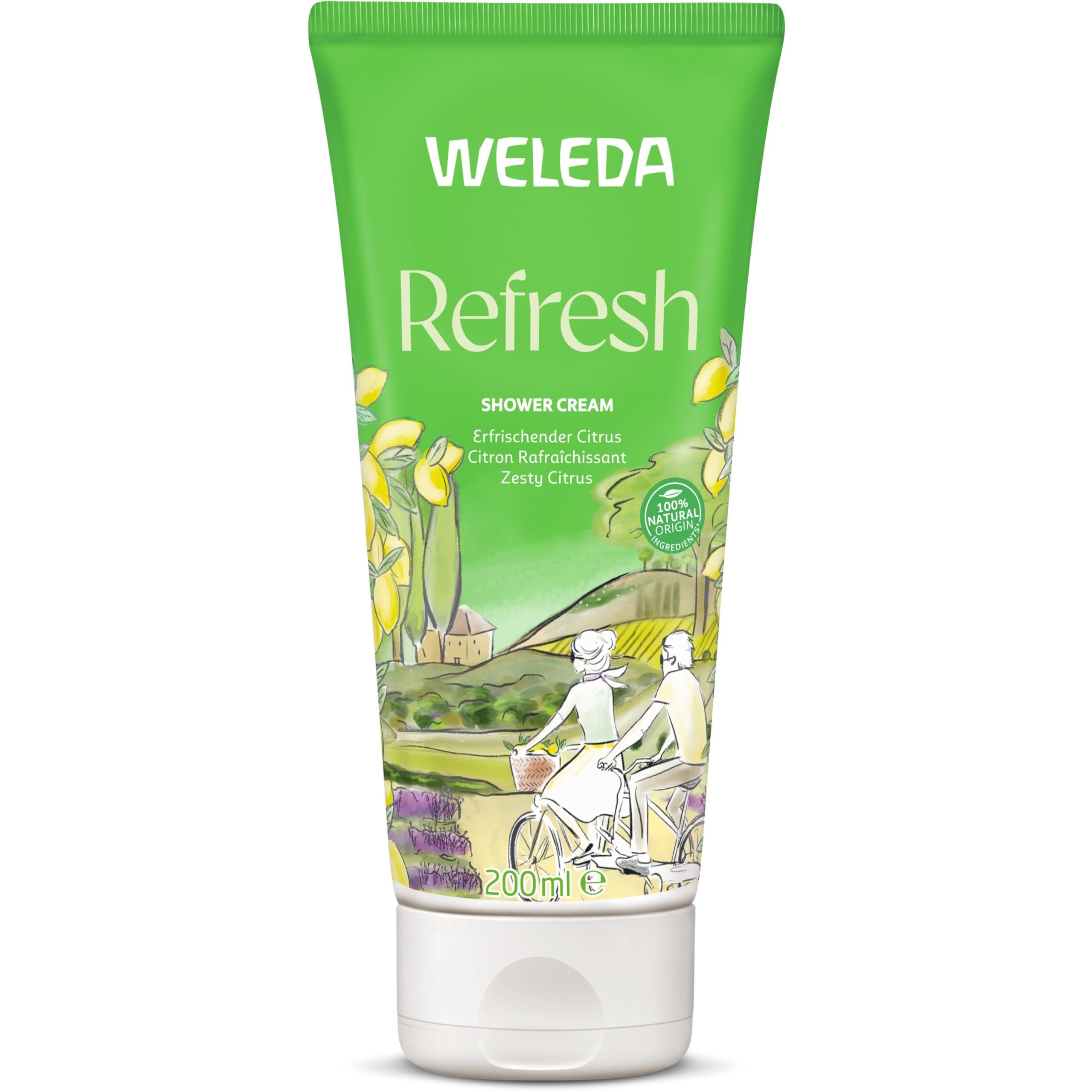 WELEDA Bio Refresh Duschgel vegan - Naturkosmetik Citrus Duschseife für Frauen & Männer mit Zitrone / Orange Duft - Natürliche Hautpflege Dusche zur Reinigung von Gesicht & Körper (1x 200ml)