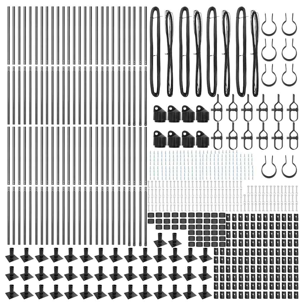 Pali per recinzione, 52 pezzi, grigio, 3,2 x 3,2 x 50 cm | Acciaio verniciato a polvere, resistente alle intemperie, per giardino e terrazza, facile montaggio con martello
