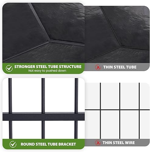 Miniatura 6 de Rovibek Perrera para Perros con Techo, Caseta para Perros al Aire Libre con Cubierta Resistente al Sol de 3 Lados, Caseta Grande para Perros al Aire