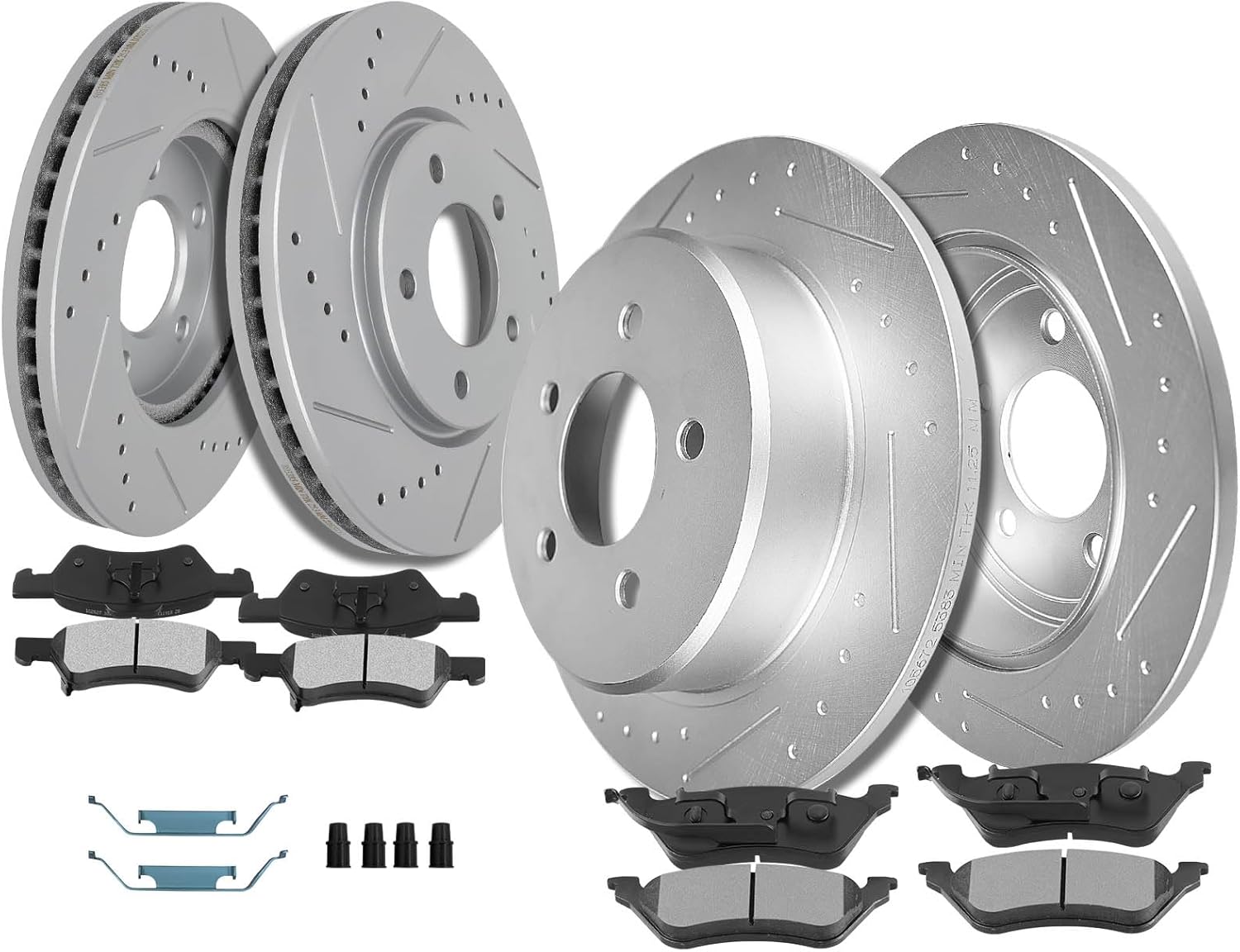 SCITOO Front 11.06" Rear 11.42" Brake Pads and Rotors Kits Fit For Chrysler Town & Country 2001-2007,For Dodge Caravan 2001-2007,For Dodge Grand Caravan 2001-2007