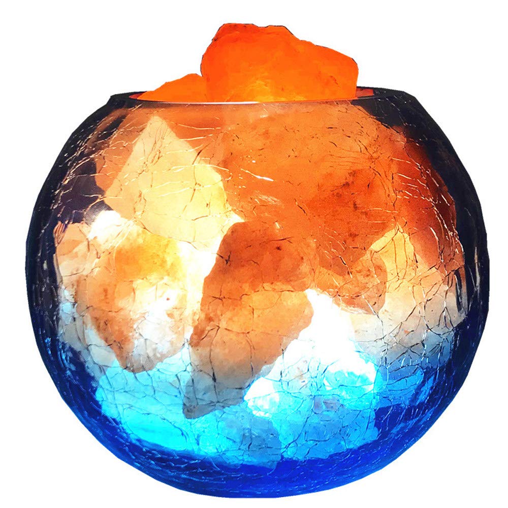 LÁMPARA de Sal de Crystal Rock, lámpara de Sal de Himalaya Rosa Natural, con regulador de Intensidad y Botella de Vidrio para purificación de Aire, iluminación y decoración