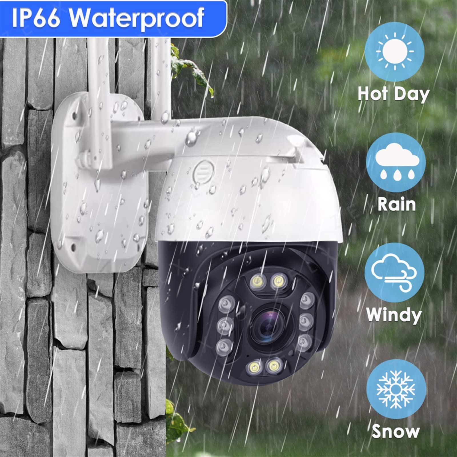 Telecamera WiFi Esterno, Telecamera IP da 5 MP Obiettivo da 2,7-13,5 mm Videosorveglianza 3 MP CCTV Cam NVR Protezione di Sicurezza Esterna Zoom Ottico 5X,Sicurezza, Antifurto(5MP 5X Cam 128G)