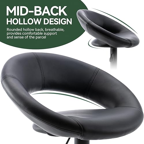 Miniatura 6 de Vogue Furniture Direct Taburetes de bar ajustables, modernos y bonitos taburetes giratorios de piel sintética con respaldo hueco, sillas de bar de