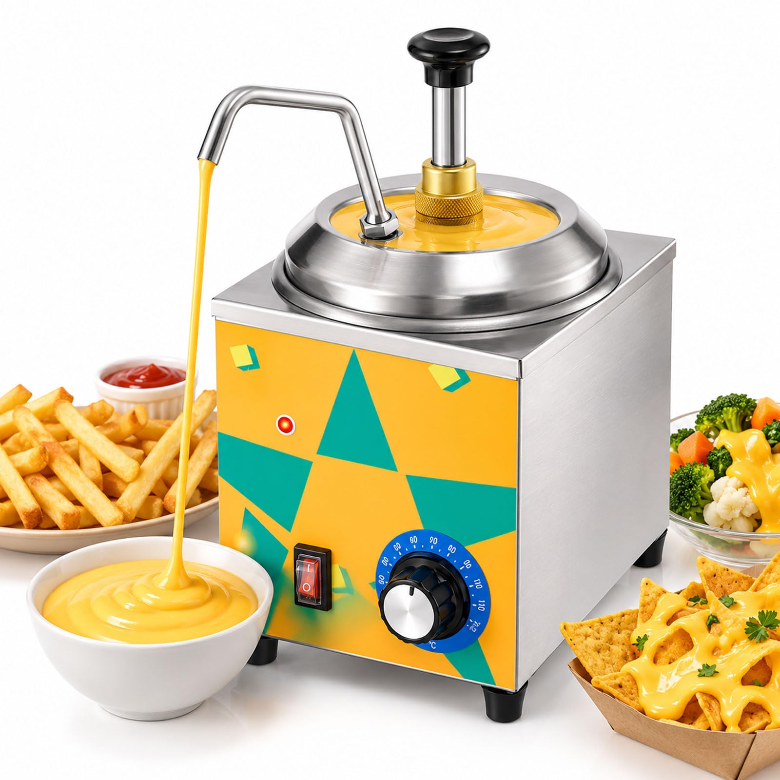 Calentador Eléctrico De Salsa De Queso 600w con Dispensador, Temperatura Ajustable De 30–110°c, Bomba De Acero Inoxidable 304, Recipiente Interior Extraíble, 220v