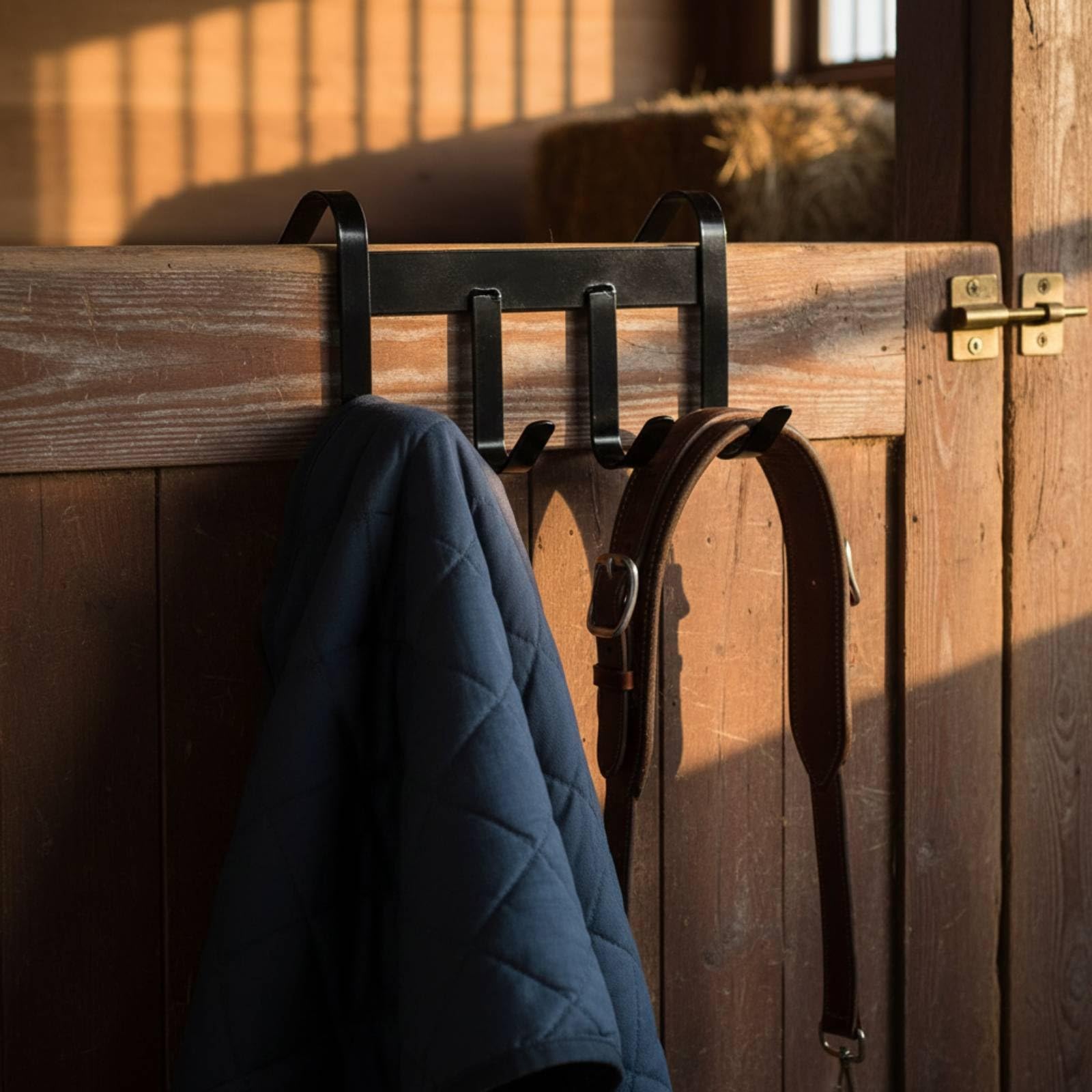 Soporte de Montura de Pared Perchero de Silla de Montar Gancho para Rienda y Cabezada Doble Brazo Metal Reforzado Organización Ordenada Adecuado para