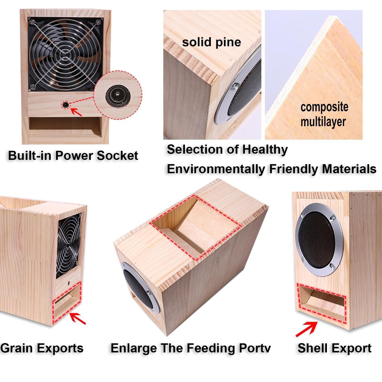 Máquina limpiadora de semillas de pájaros, divisor de concha soplada, limpiador de granos con doble cajón, ventilador de velocidad ajustable