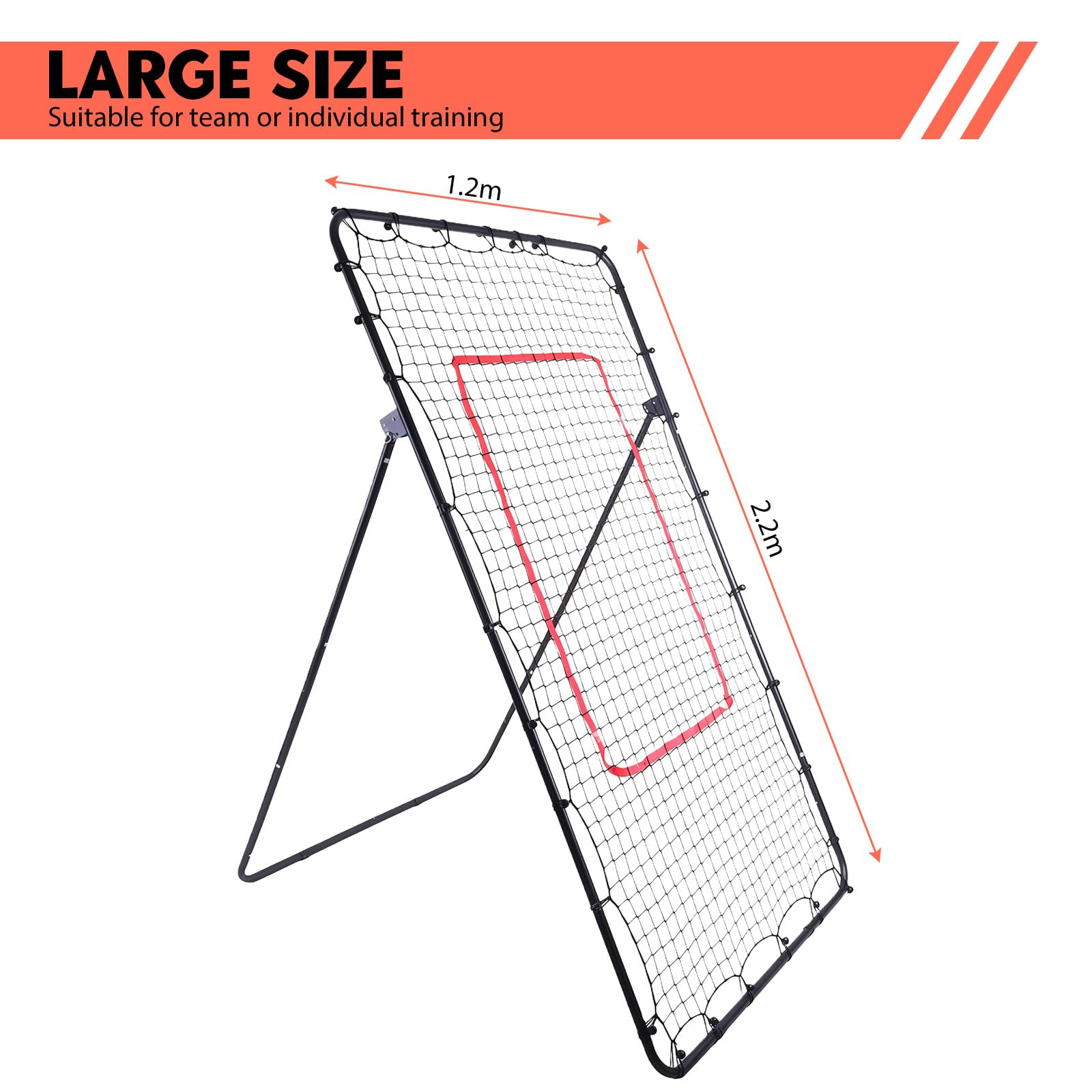 Rebounder siatka do siatkówki ze strefą uderzeniową 2,2 x 1,2 m, regulowana siatka do siatkówki 45°/60°/75°/85°, wielofunkcyjny sprzęt treningowy dla dzieci i dorosłych, idealna do softballa, piłki