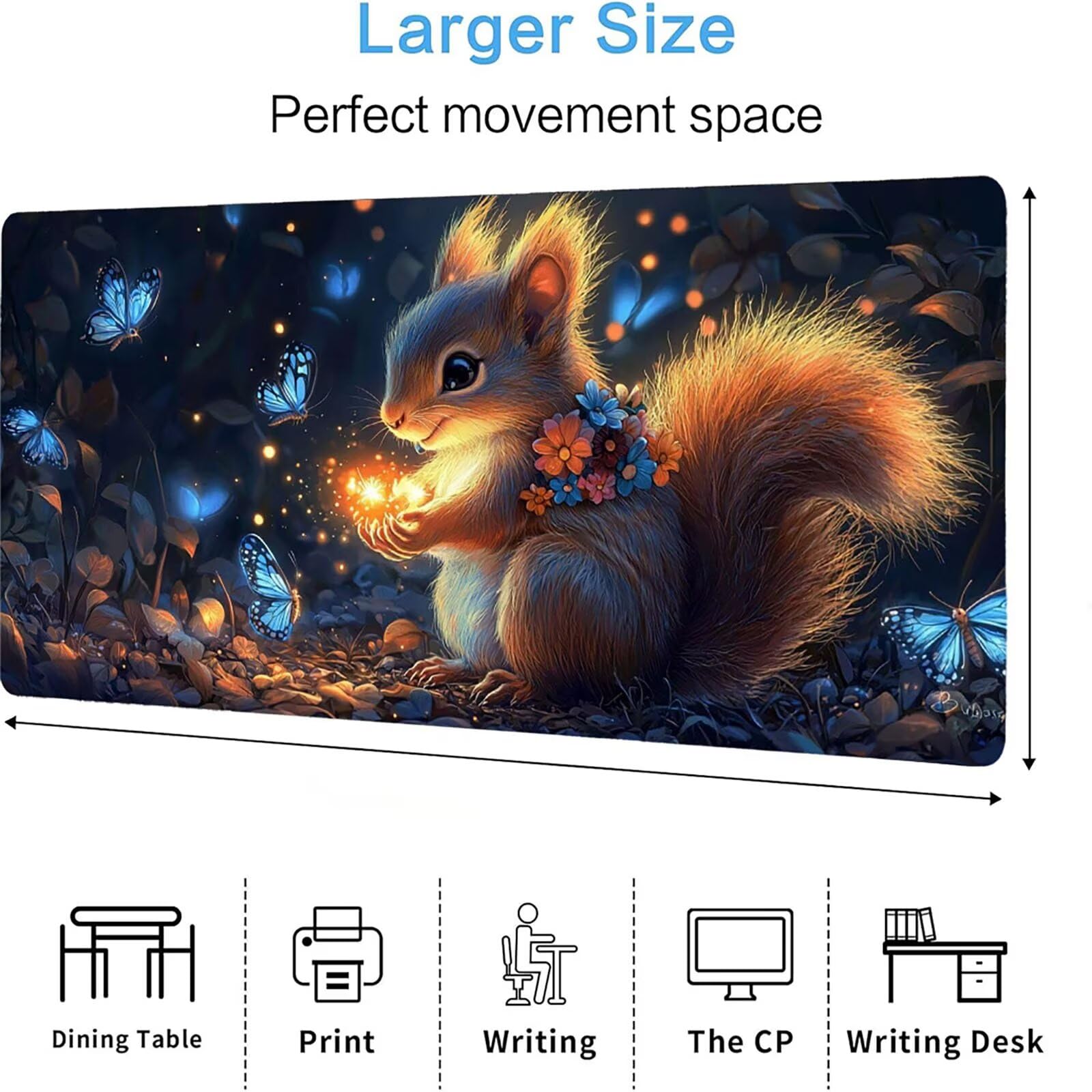 Podkładka pod mysz zwierzęcą matowa, podkładka pod mysz do gier XXL 1200 x 600 x 5 mm, podkładka na biurko dla graczy, bardzo duża bezszwowa mata na stół dla graczy, antypoślizgowa podstawa,