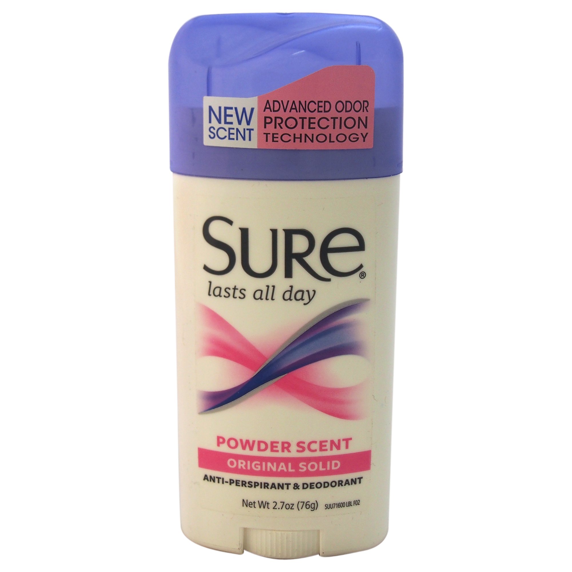 Sure Original Solid Anti Perspirant and Deodorant, Powder Scent, 2.7-Ounces (Pack of 6)