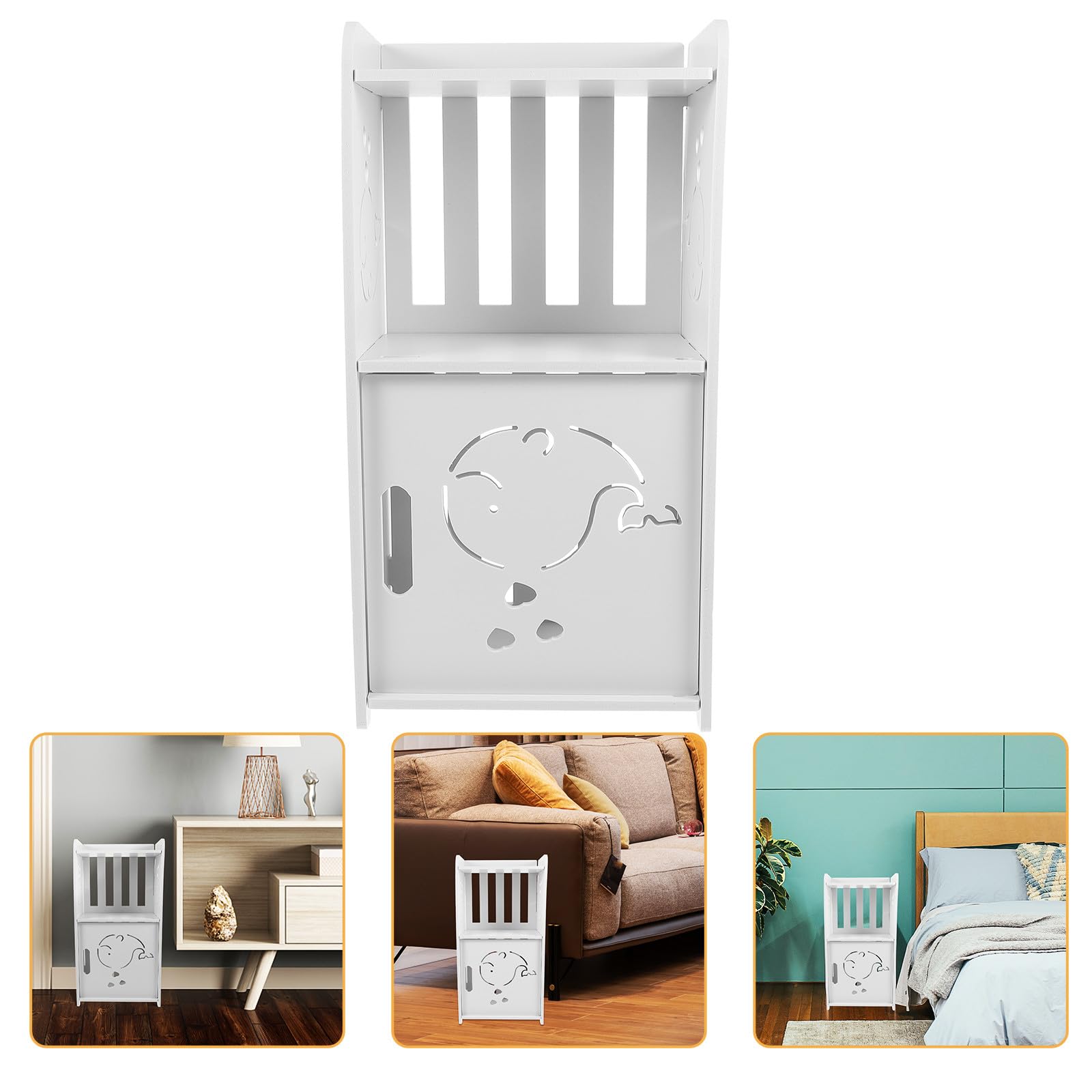 Table de chevet moderne minkissy bois blanc meuble de chambre rangement creux compact