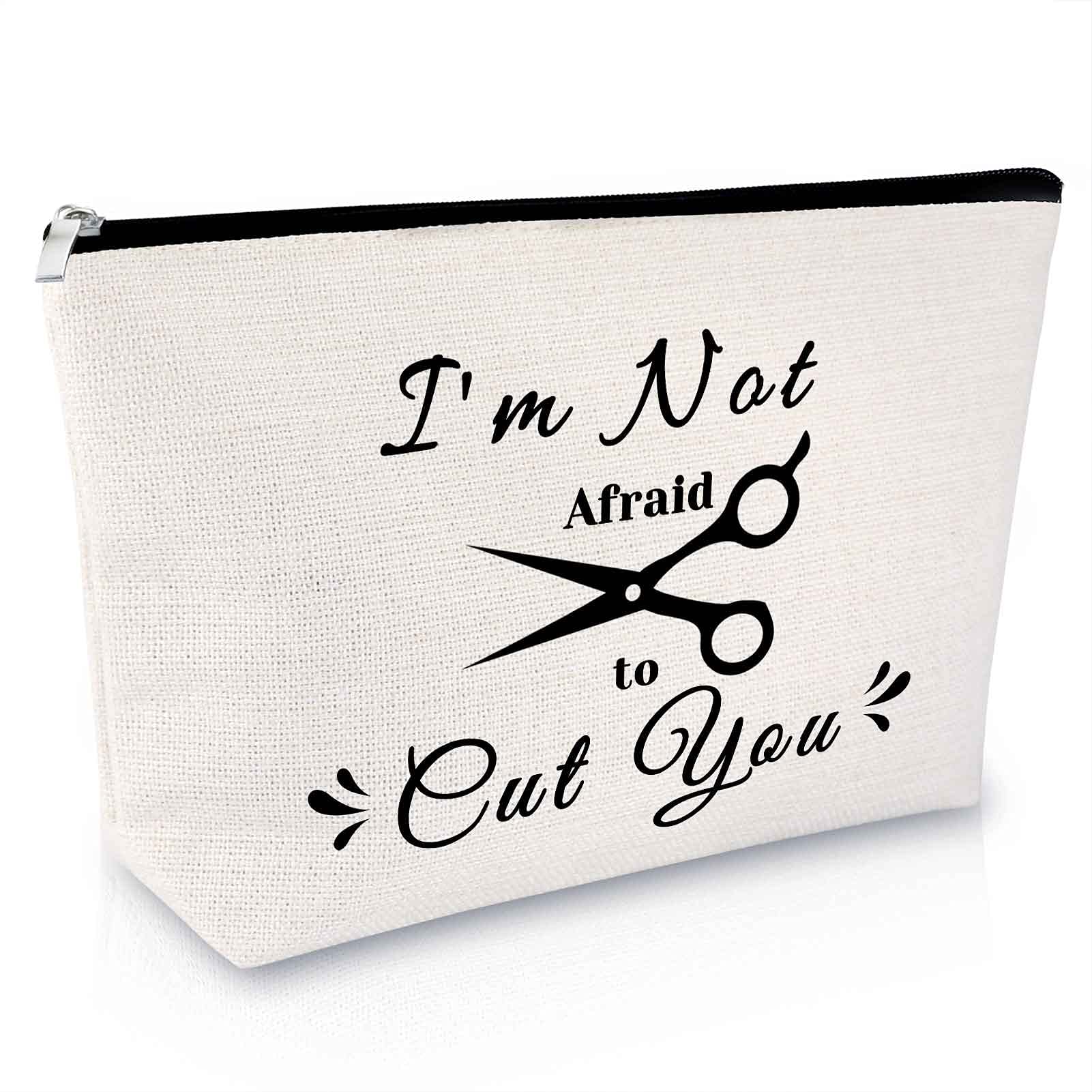 Hairdresser Appreciation Gift Makeup Bag Hair Stylist Gift Funny Birthday Gift for Women Thank You Gift for Her Cosmetic Bag Cosmetology Graduation Gift Cutter Barber Gift Travel Cosmetic Pouch