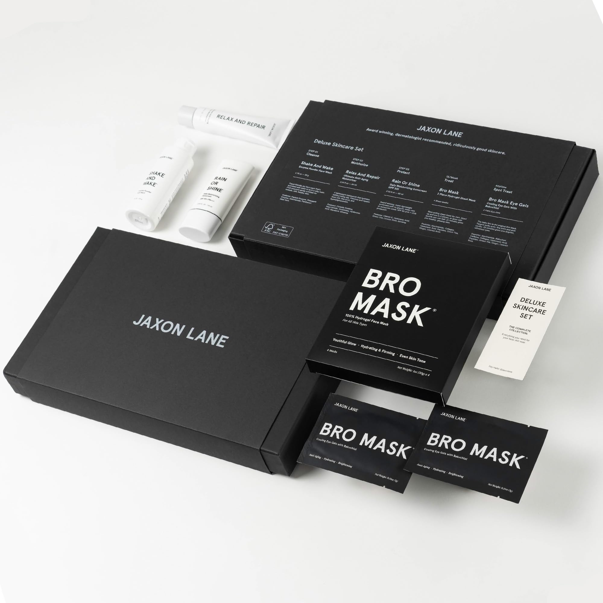 Mens Skin Care Kit 5 Piece Deluxe Facial Skincare Routine Gift Set, Anti Aging Korean Skin Care for Men: Enzyme Powder Face Wash, Moisturizer, SPF 50