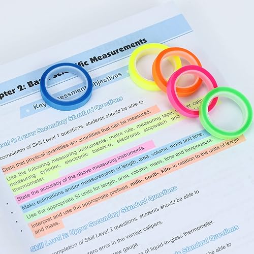 Miniatura 3 de Buqoo Juego de 5 rollos de cinta de resaltador transparente mini cinta Washi marcadores de página PET pestañas adhesivas de índice para marcado de