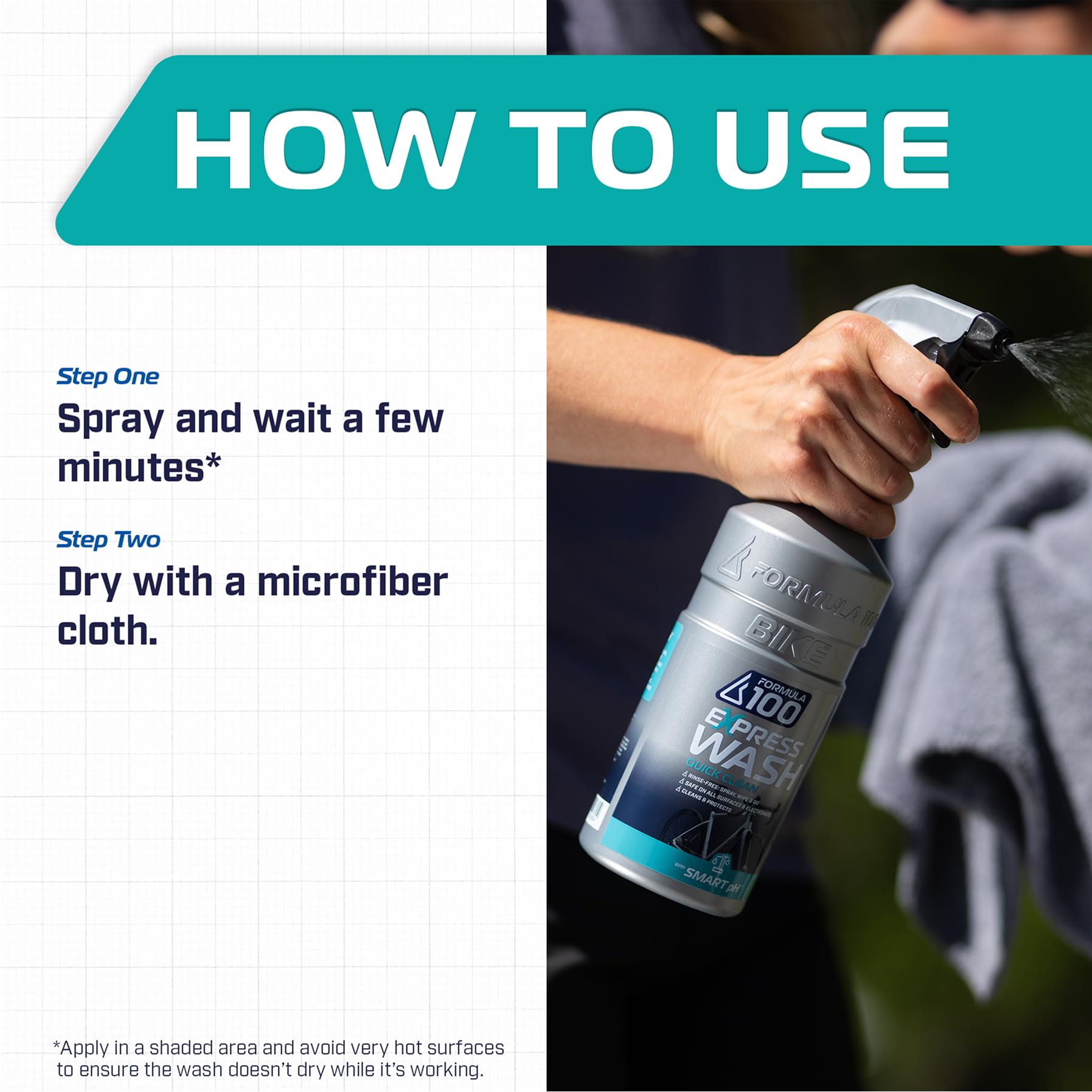 Quick Clean Express - Lavado de bicicletas - Limpieza sobre la marcha para bicicletas y bicicletas eléctricas - Suave, sin esfuerzo, protege y conserva el acabado