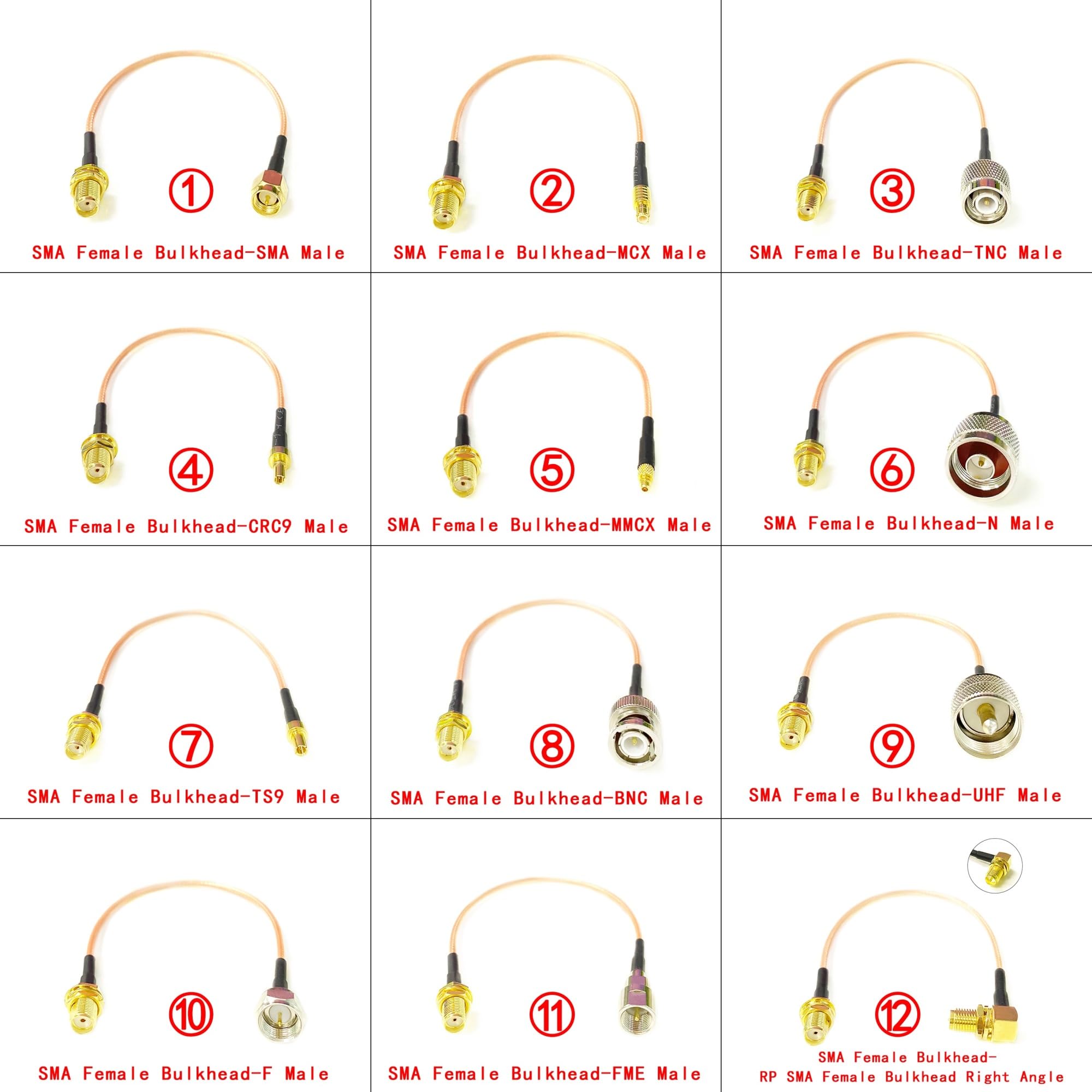 LIHUA żeński do NT*N/C BNC UHF MCX MMCX TS9 CRC9 kabel złączowy elastyczny prosty RG316(SMA-UHF, 200 cm)